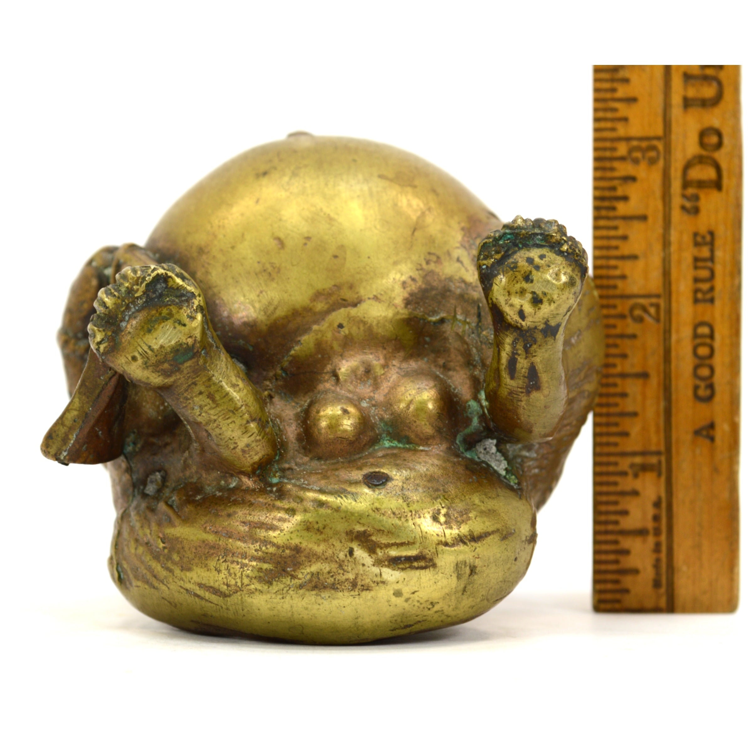 Antique Japanese Tanuki Figural Brass Incense Burner - Raccoon Dog Statue (Missing Lid) - Perfect for Home Decor, Zen Meditation & Asian-Inspired Gifts
