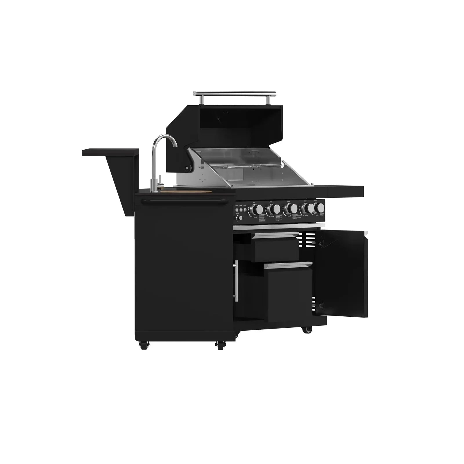 Premium Forno All'Aperto Outdoor Kitchen Set FODKT2582BLK - Stainless Steel BBQ Grill Island with Side Burner & Storage - Perfect for Backyard, Patio, and Poolside Entertaining