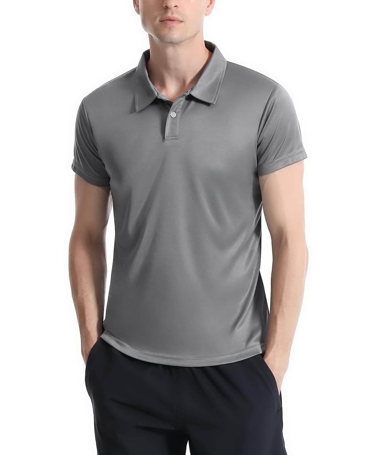 5 Pack Men's Dry Fit Polo Shirts - Moisture Wicking Short Sleeve Golf Shirts with Collar - Breathable Work & Casual Tops for Golf, Office, and Outdoor Activities