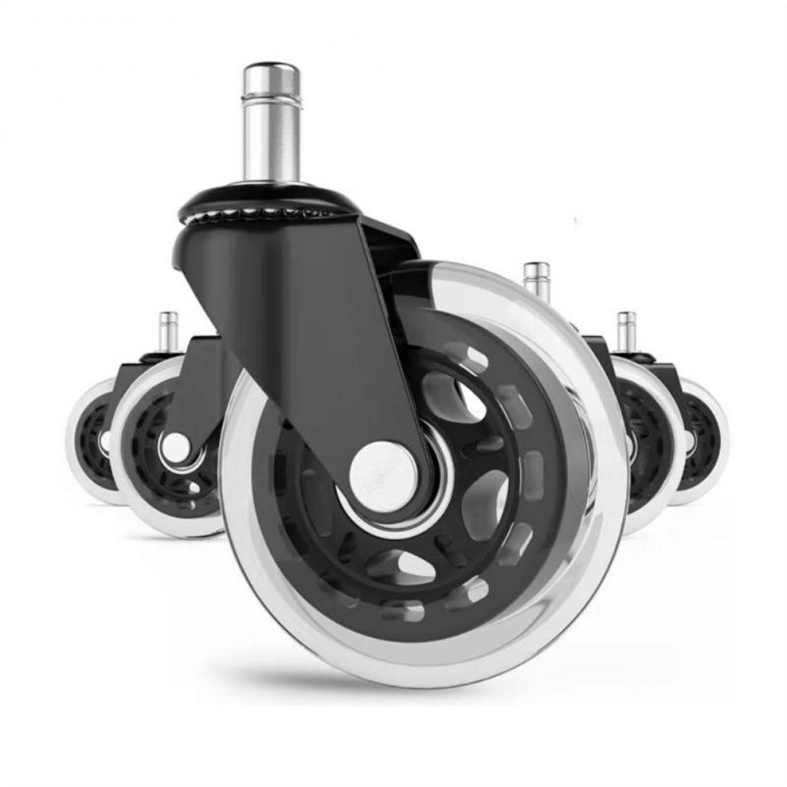 5-Pack 3-Inch Universal Swivel Caster Wheels - Heavy Duty Rubber Replacement Rollers for Office Chairs, Furniture & Mobility Equipment - Noise Reducing, Non-Marking Floor Protectors (10mm Stem) - Perfect for Home Office, Conference Rooms, Hospitals & Warehouse Use