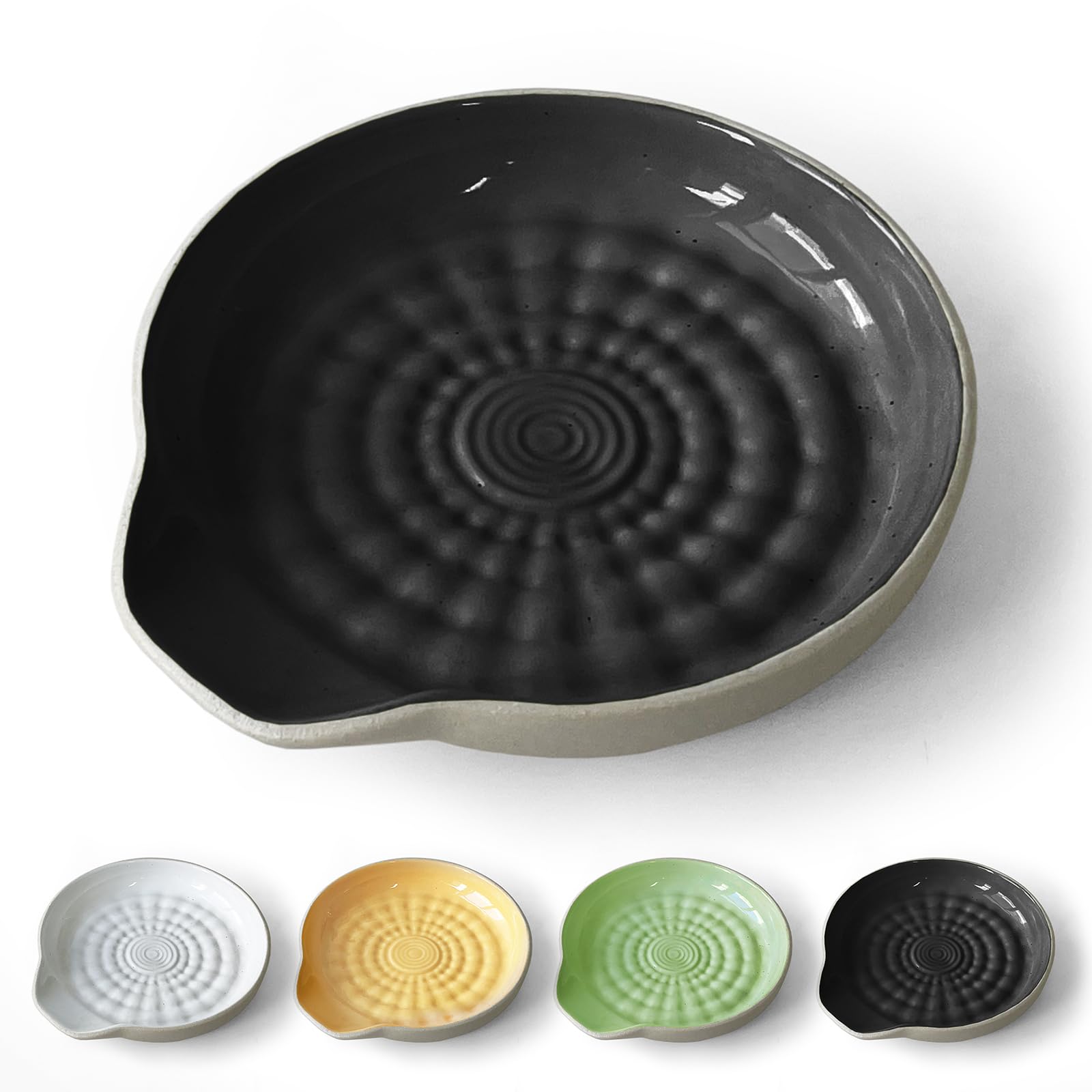 Ceramic Spoon Rest for Stove Top - Large Kitchen Counter Spoon Holder - Farmhouse Style Cooking Utensil Rest - Dishwasher Safe Black Spoon Rest - Perfect for Cooking, Serving & Kitchen Decor