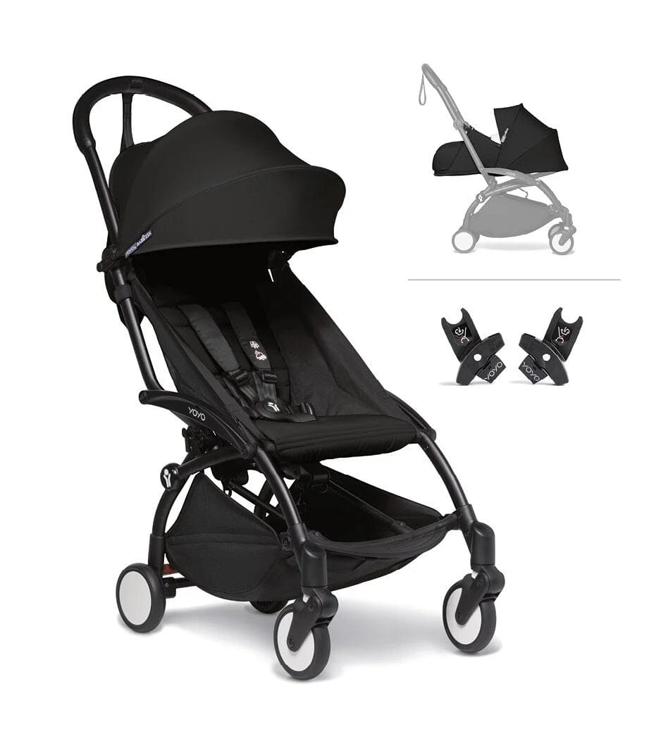 Stokke YOYO² Lightweight Travel Stroller with Newborn Insert & Car Seat Adapter - Compact Foldable Baby Stroller for Air Travel, City Walks & Daily Use - Black