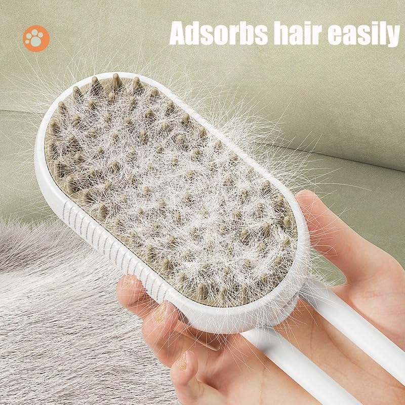 Chevaroo 3-in-1 Self-Cleaning Steam Pet Brush for Dogs & Cats - Silicone Bristle Head with 360° Rotation for Effective Shedding Control & Grooming (Grey, 2-Pack) | Perfect for Home Pet Care & Professional Grooming Sessions
