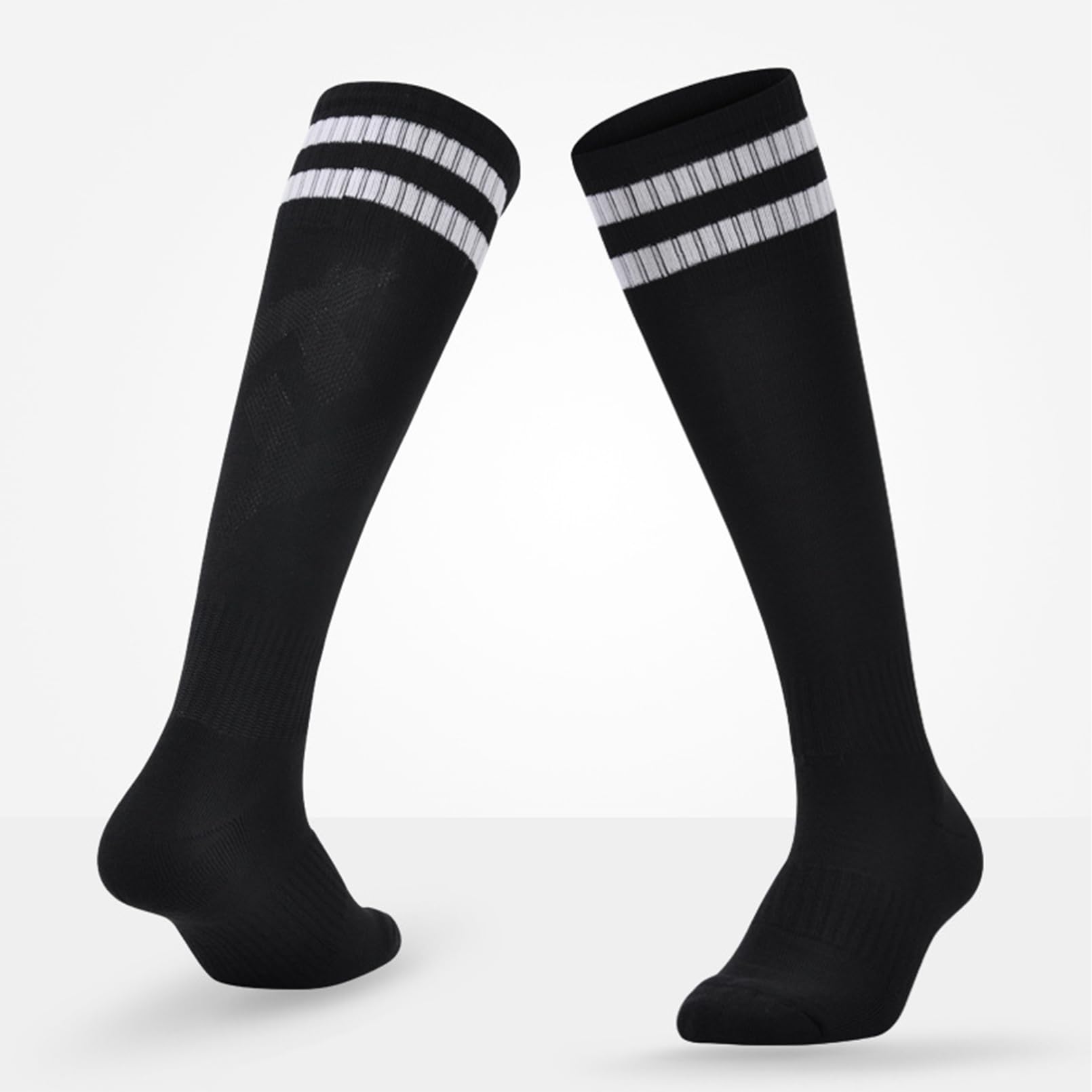 Luwint Striped Soccer Socks for Kids 6-10 Years - Cushioned Over-The-Calf Athletic Socks for Boys & Girls - Perfect for Soccer, Football, Running & Sports Training