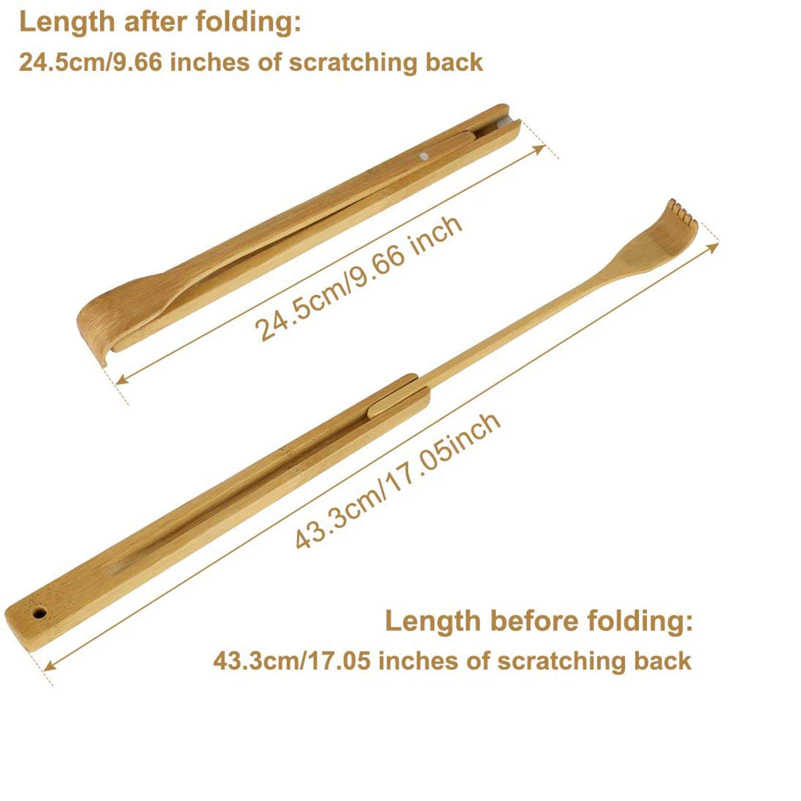 WOVTE Folding Bamboo Back Scratcher & Massager - Portable Itch Relief Tool for Men & Women | Perfect Christmas Gift Stocking Stuffer | Home, Office & Travel Use