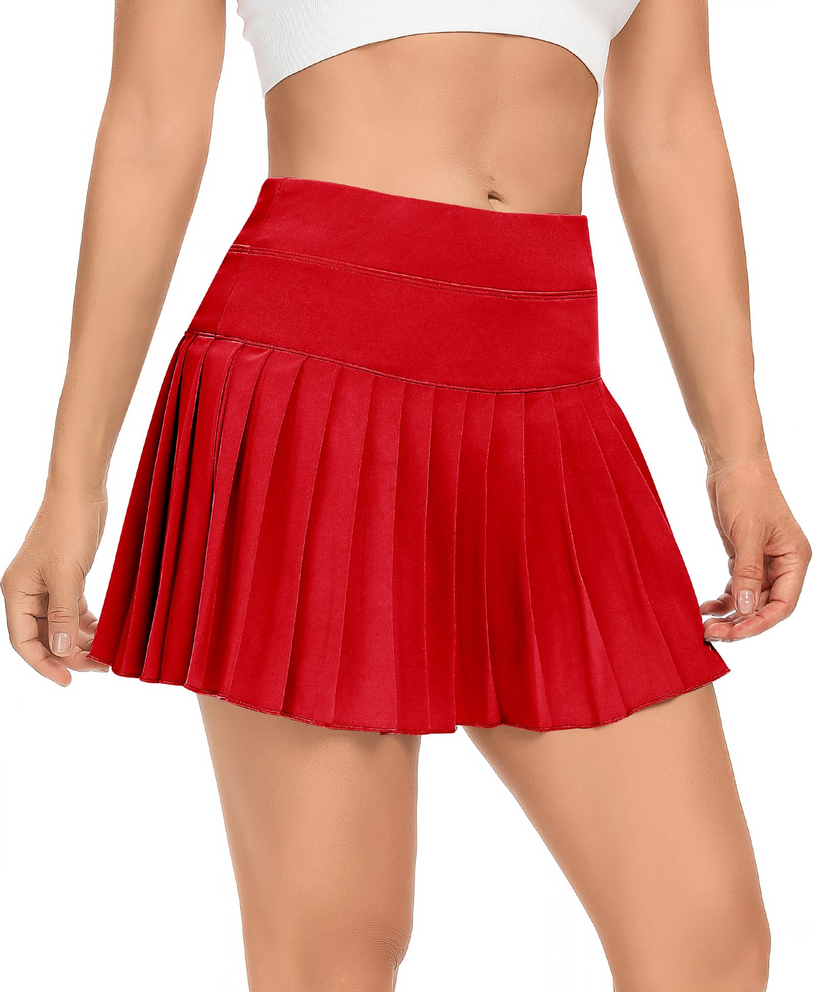 DERCA Women's Pleated Tennis Skirt with Built-in Shorts & Pockets - Athletic Golf Skirt for Workout, Running, Yoga & Sports - Comfortable Activewear Skort for Women