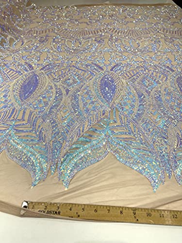 Aqua Iridescent on Nude Mesh