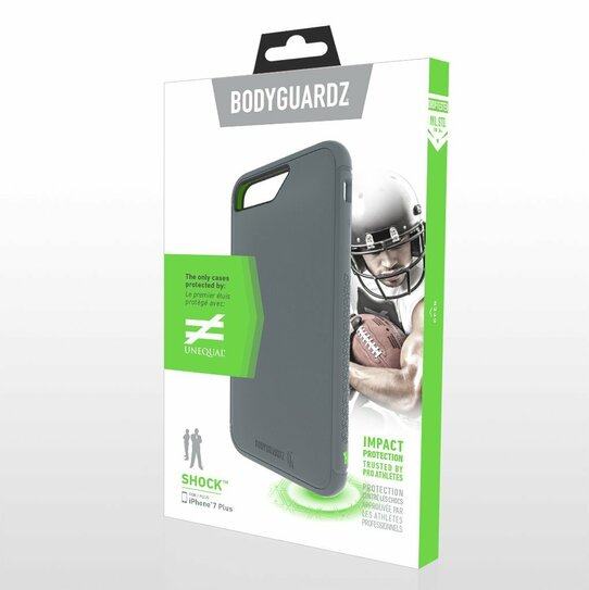 BodyGuardz Shock Protective Case for iPhone 7 Plus & 8 Plus - Slim Durable Grey Cover - Perfect for Outdoor Activities & Daily Protection