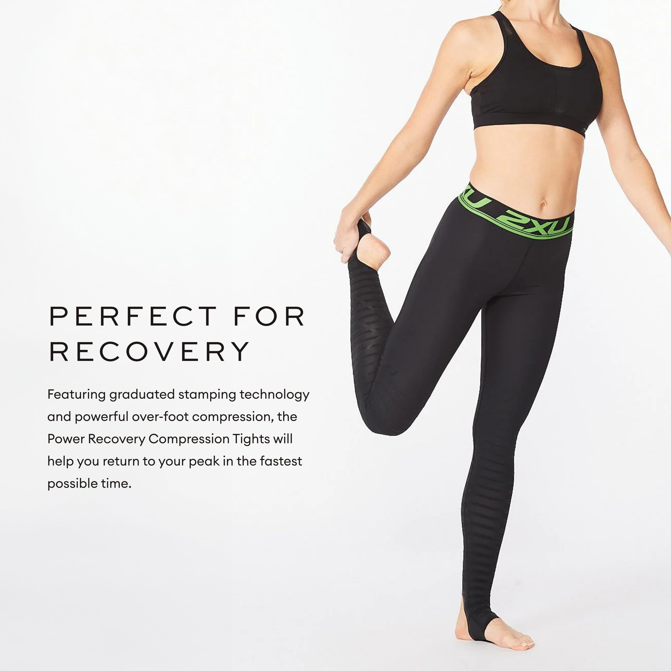 2XU Women's Elite Power Recovery Compression Tights - High Performance Running & Workout Leggings for Women, Black/Nero, Small/Tall - Perfect for Post-Workout Recovery, Marathon Training & Gym Sessions