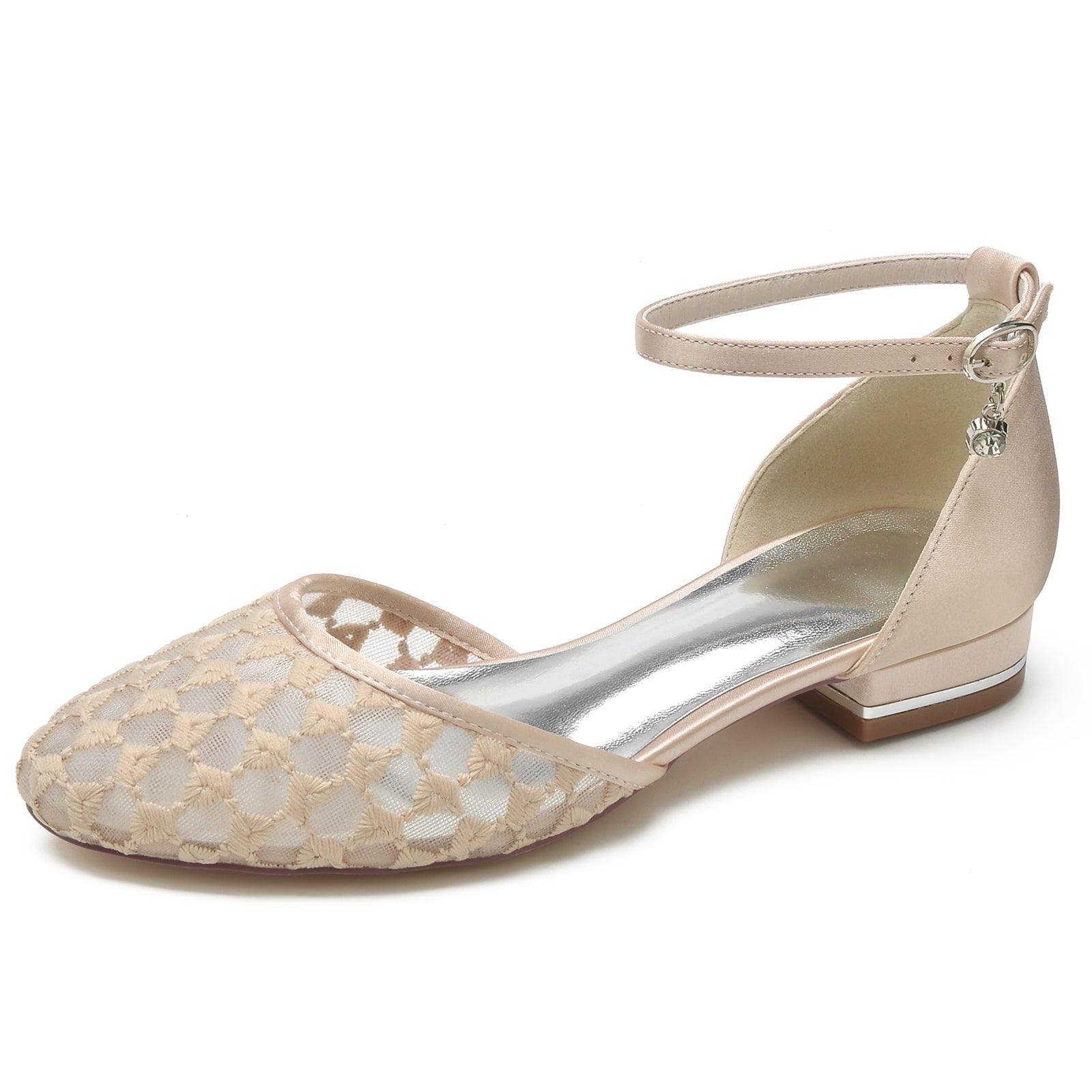 Flat Heel 2.5cm Tulle Ballerina Shoes CK0290 - Comfortable Wedding Bridal Party Dance Shoes for Women