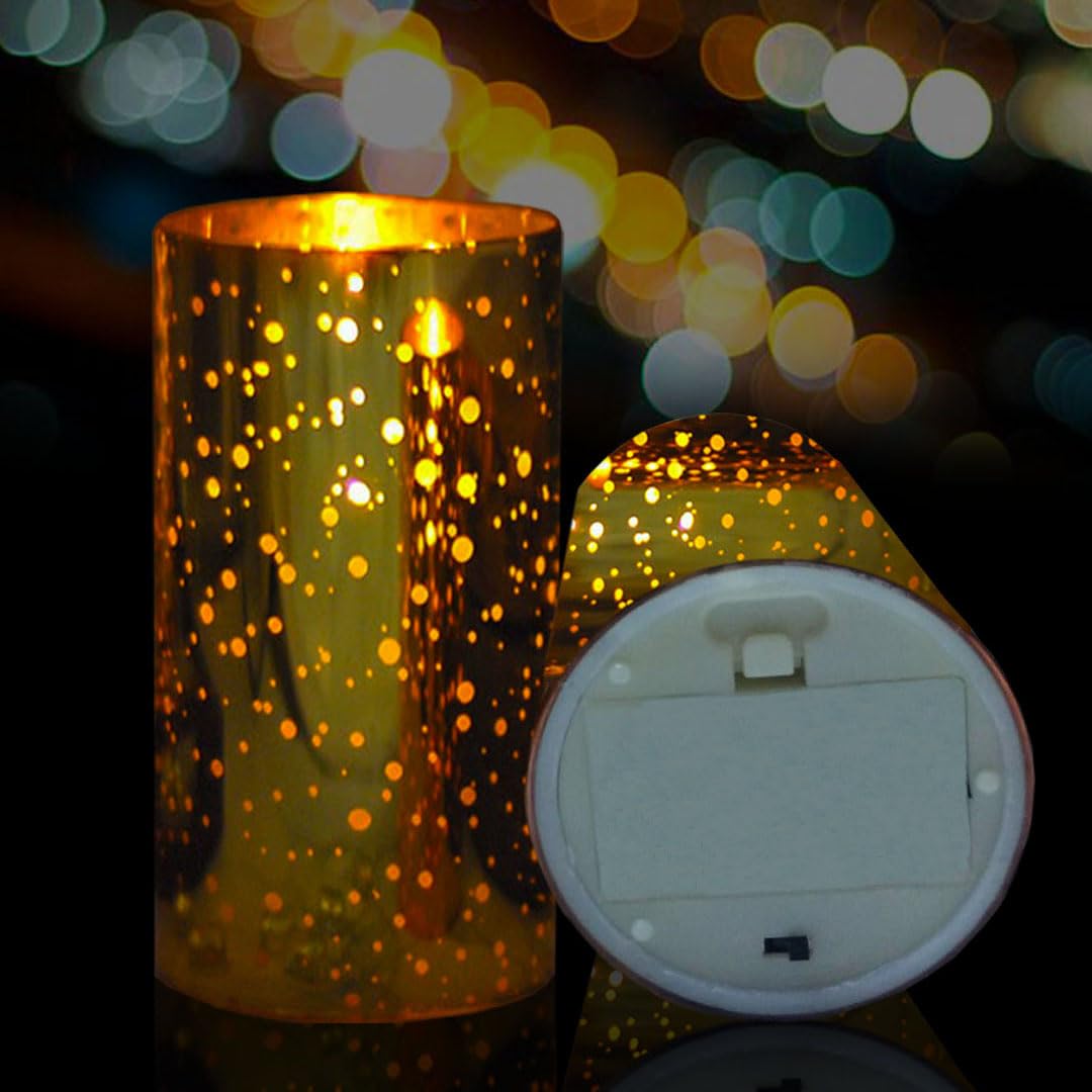 Realistic Flickering LED Flameless Candles - Gold Glass Battery Operated Candles with Remote & Timer, AA Batteries Included - Perfect for Christmas Decorations, Halloween Party Lighting & Home Ambiance