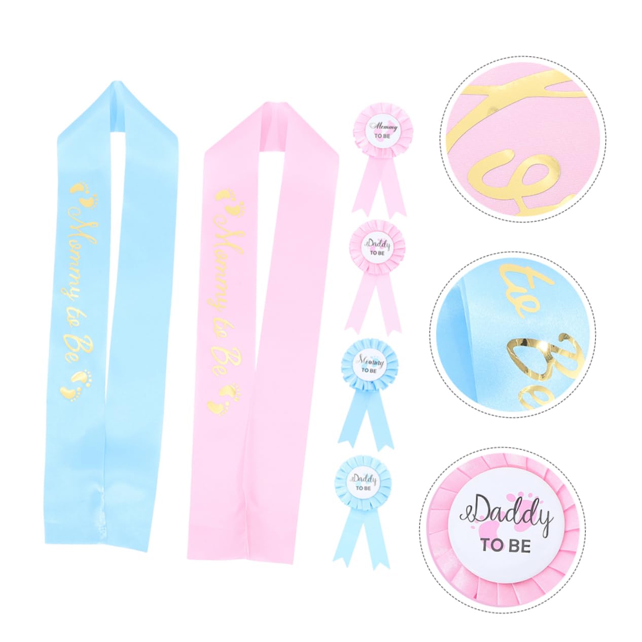 TOYANDONA 2 Sets Maternity Belt & Badge Pin Set - Dad to Be & Mom to Be Pregnancy Announcement Sash - Baby Shower Decorations for Gender Reveal Party & Maternity Photoshoot
