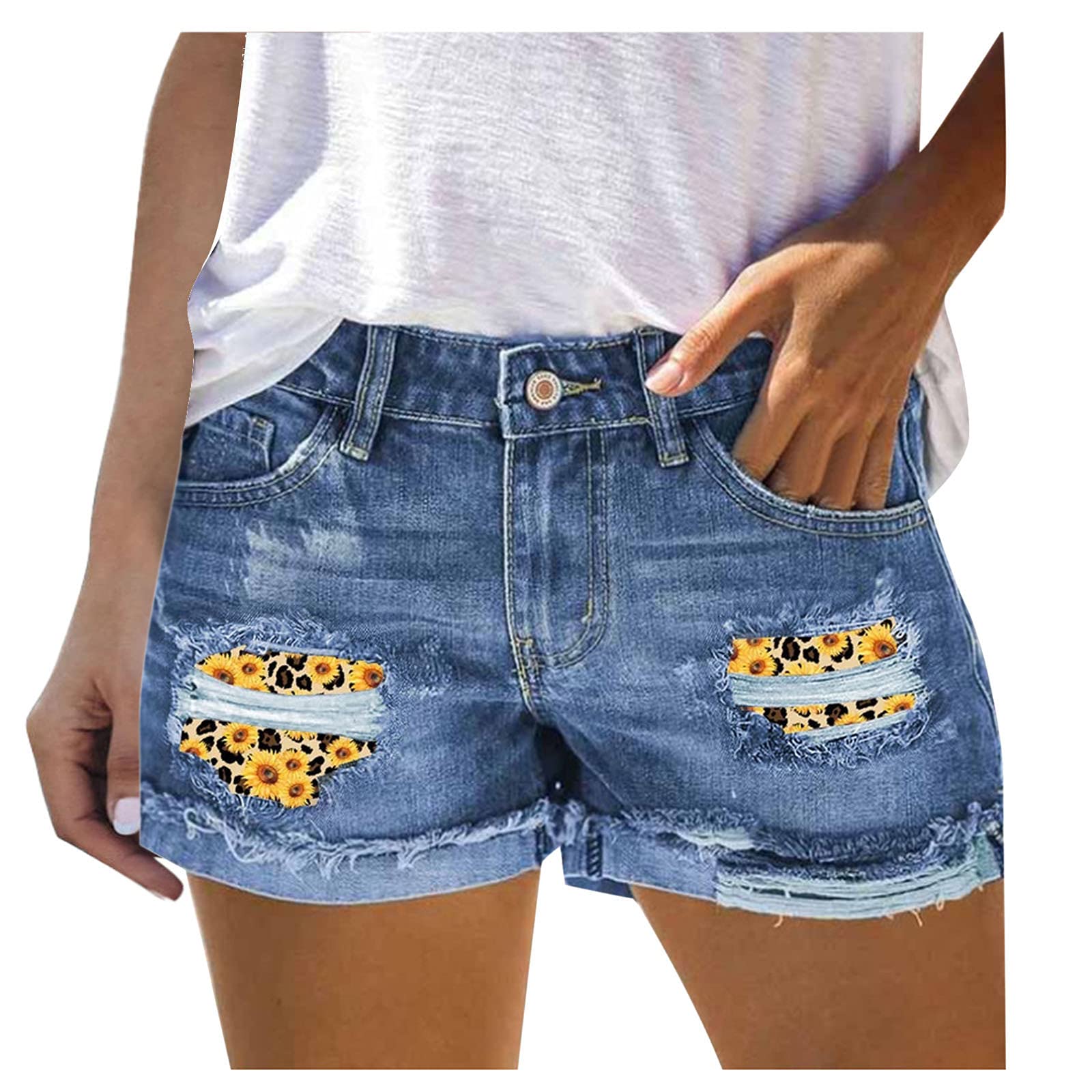 ZYNIC Women's High Waisted Ripped Denim Shorts - Stretch Summer Jean Shorts with Rolled Hem for Women & Teens | Perfect for Beach, Casual Outfits and Streetwear Fashion