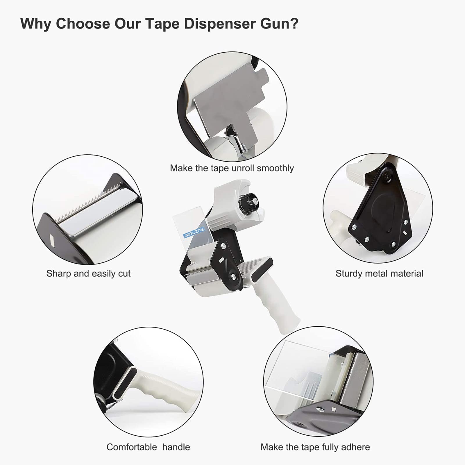 JARLINK Heavy Duty Packing Tape Dispenser Gun (2 Pack) with 12 Rolls Clear Packing Tape - 2.7mil Thick, 1.88