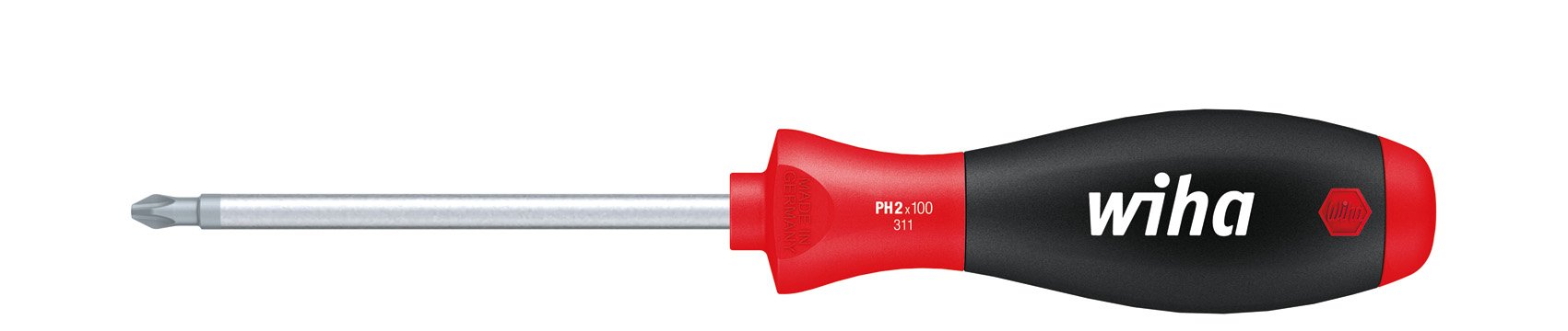 Wiha SoftFinish® Phillips Screwdriver PH0 x 100mm - Ergonomic Handle for Powerful Turning - Durable Round Blade Screwdriver for Industrial & DIY Projects - Perfect for Electronics, Furniture Assembly & Automotive Repairs