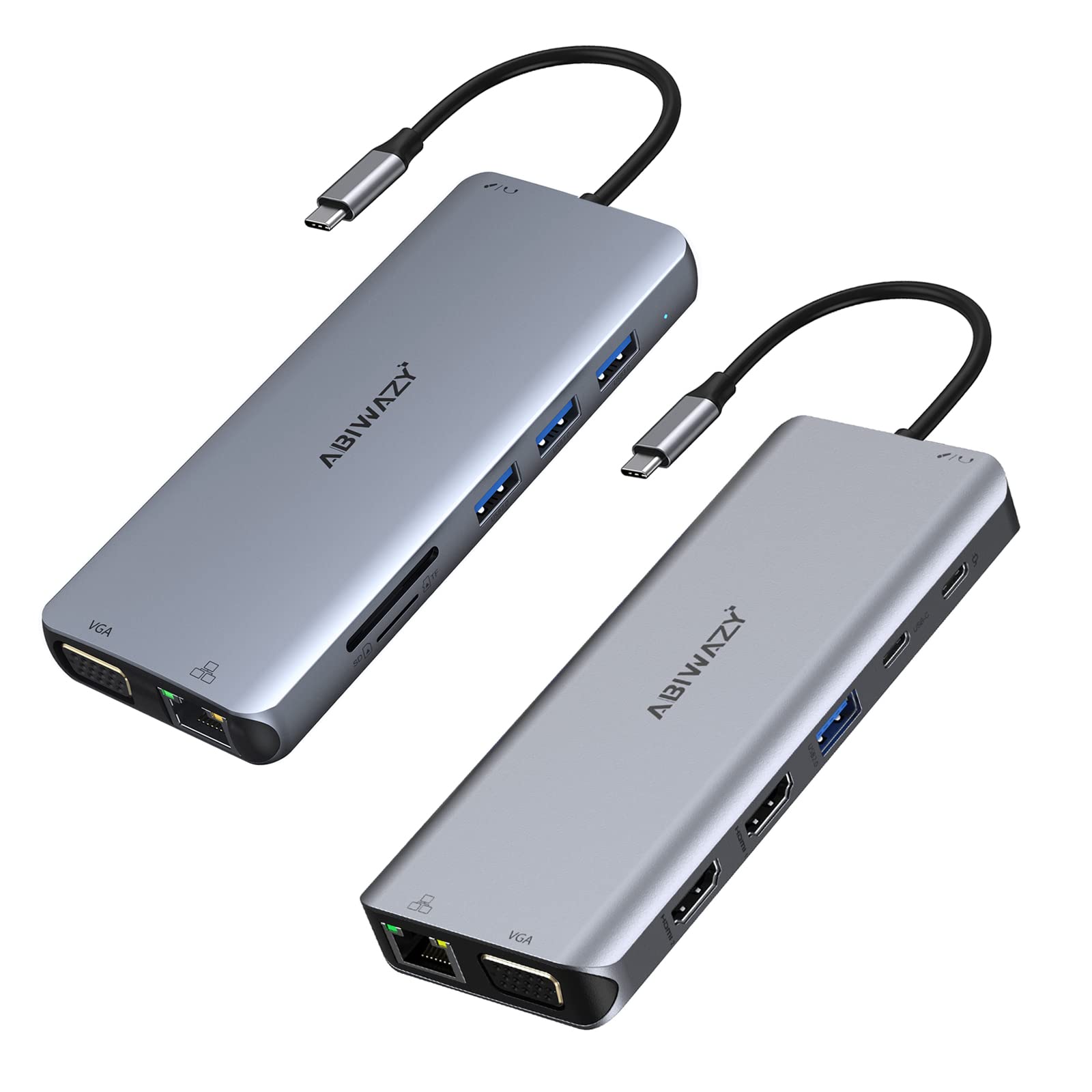 USB C Docking Station Dual Monitor for Dell HP Laptop - 14-in-1 USB C Hub with Dual 4K HDMI, 2 USB 3.0 Ports, 100W PD Charging, SD/TF Card Reader - Thunderbolt 3/4 Compatible for Windows Lenovo/Surface Pro - Perfect for Home Office & Multi-Screen Workstations