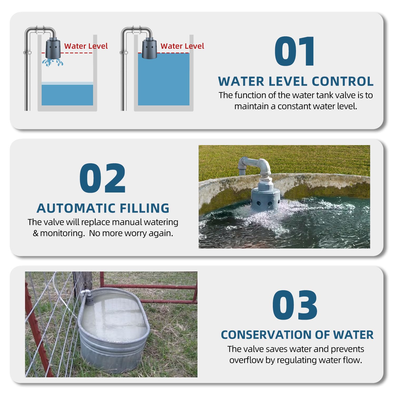 Automatic Water Tank Float Valve - Nylon Resin Black Water Level Control Valve for Livestock Troughs, Pools & Ponds | Perfect for Farm Animal Watering Systems, Garden Irrigation & Aquaculture Maintenance
