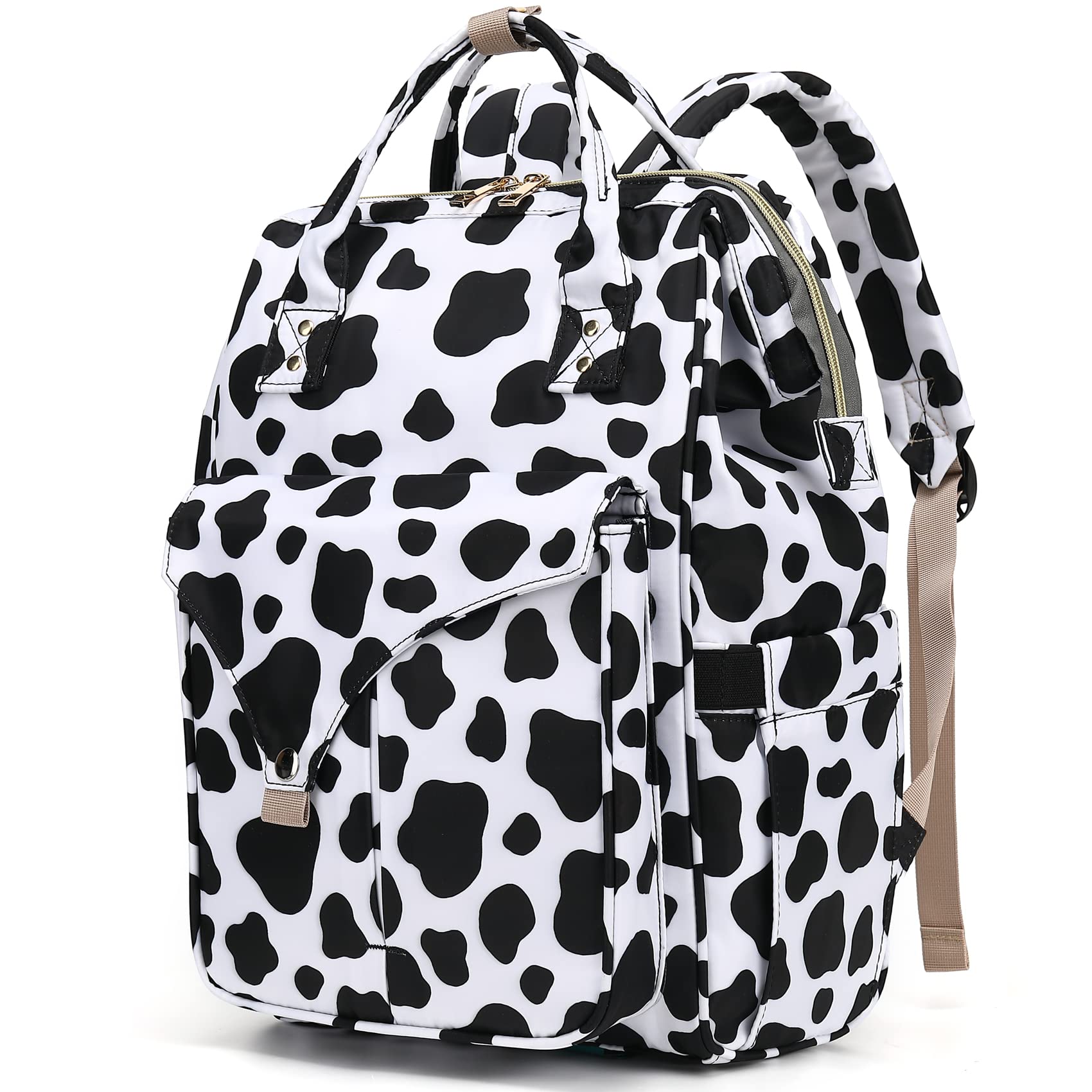 Stylish Cow Print Laptop Backpack for Women - 15.6 Inch Notebook School Backpack, College Bookbag, Nurse Work Bag & Travel Daypack (Perfect for Work, School, Commuting & Weekend Adventures)