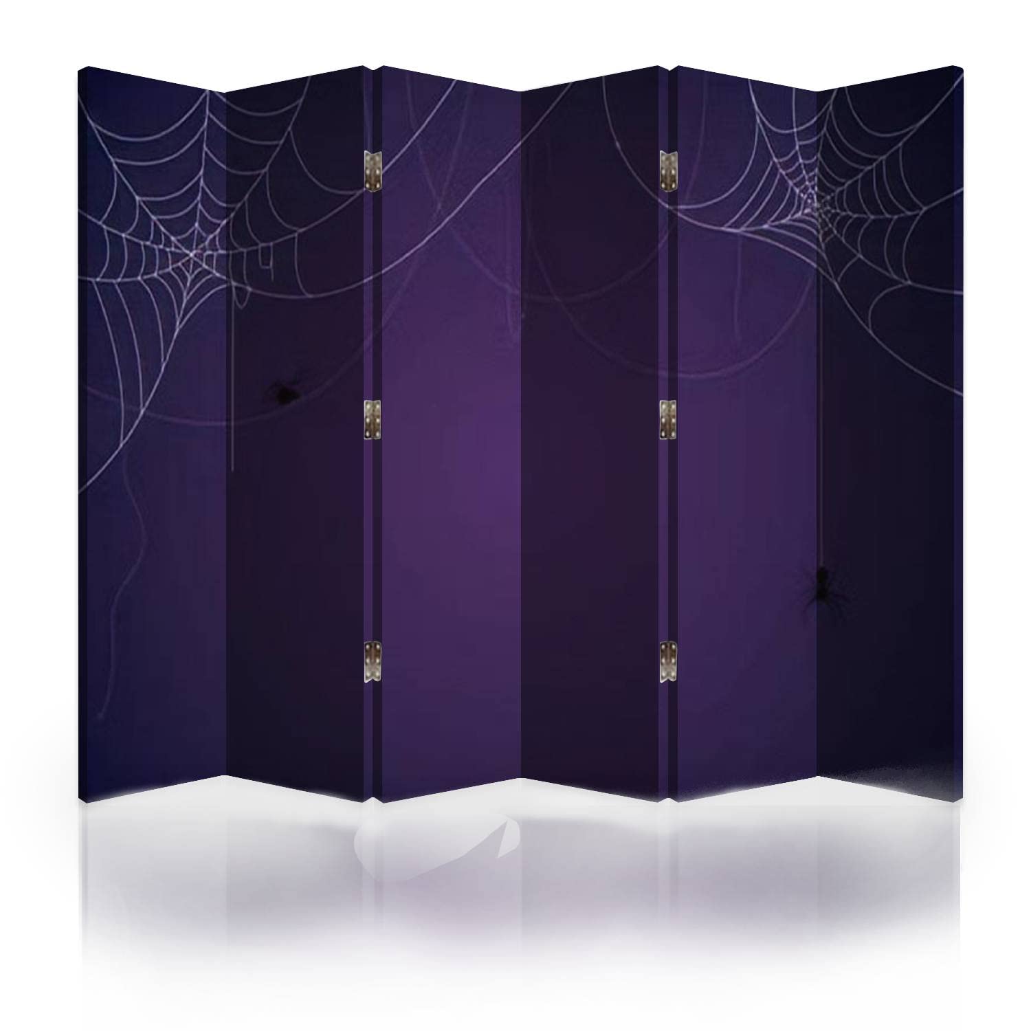 Spooky Halloween Spider & Cobweb Canvas Room Divider - 6-Panel Folding Privacy Screen for Home, Office & Party Decor | Perfect for Halloween Parties, Home Theater Separation & Room Partitioning