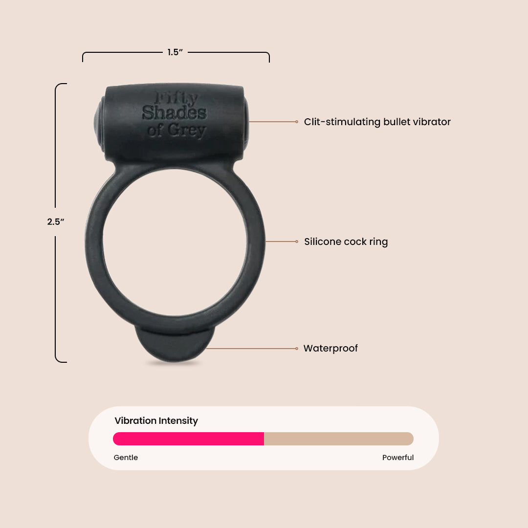 Fifty Shades of Grey Couples Vibrating Silicone Love Ring - Romantic Gift for Couples, Sensual Massager for Enhanced Intimacy | Perfect for Date Nights, Anniversaries & Spicing Up Your Relationship