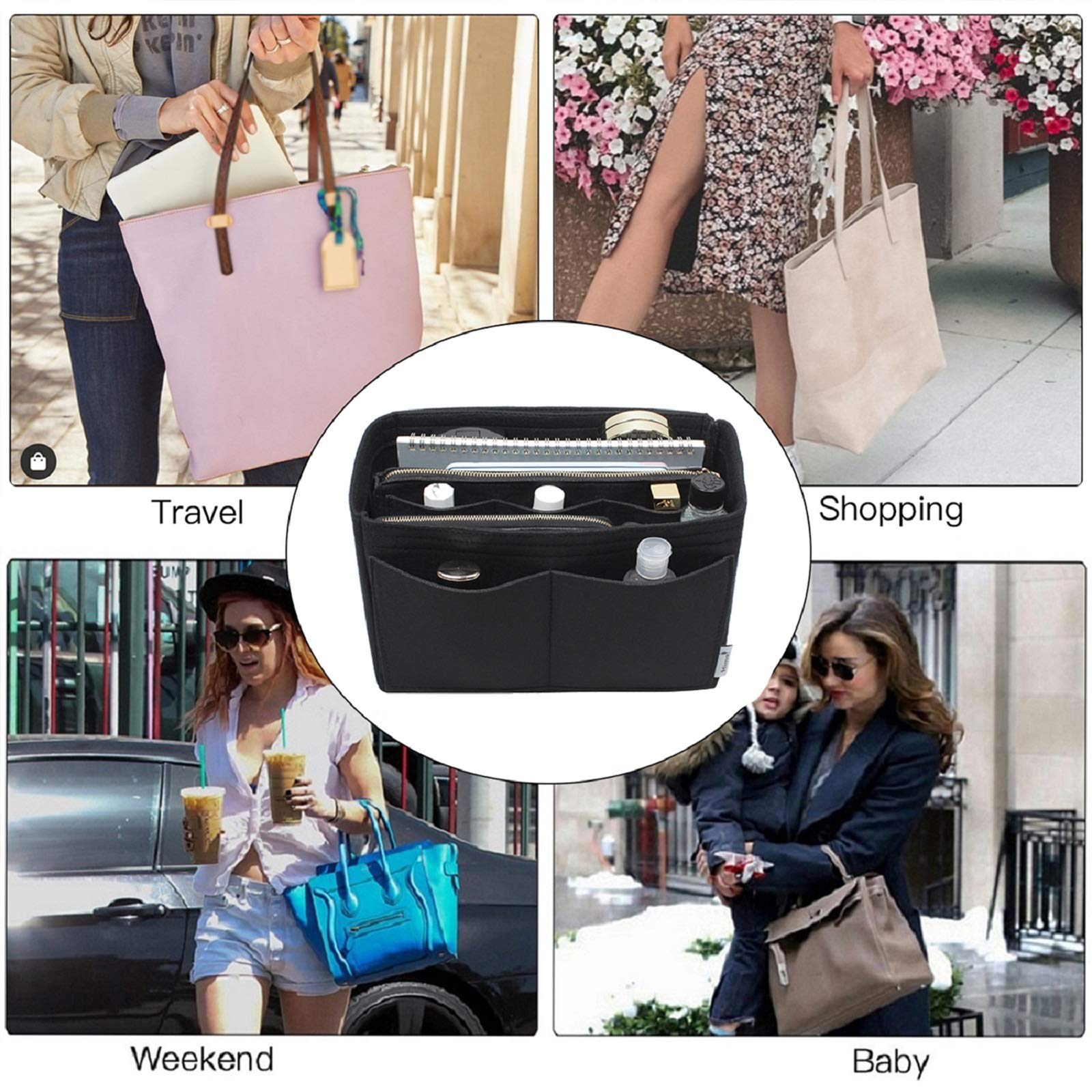 Premium Purse Organizer Insert for Handbags - 5 Sizes Fits Speedy, Neverfull & More | Perfect for Travel, Work & Daily Organization