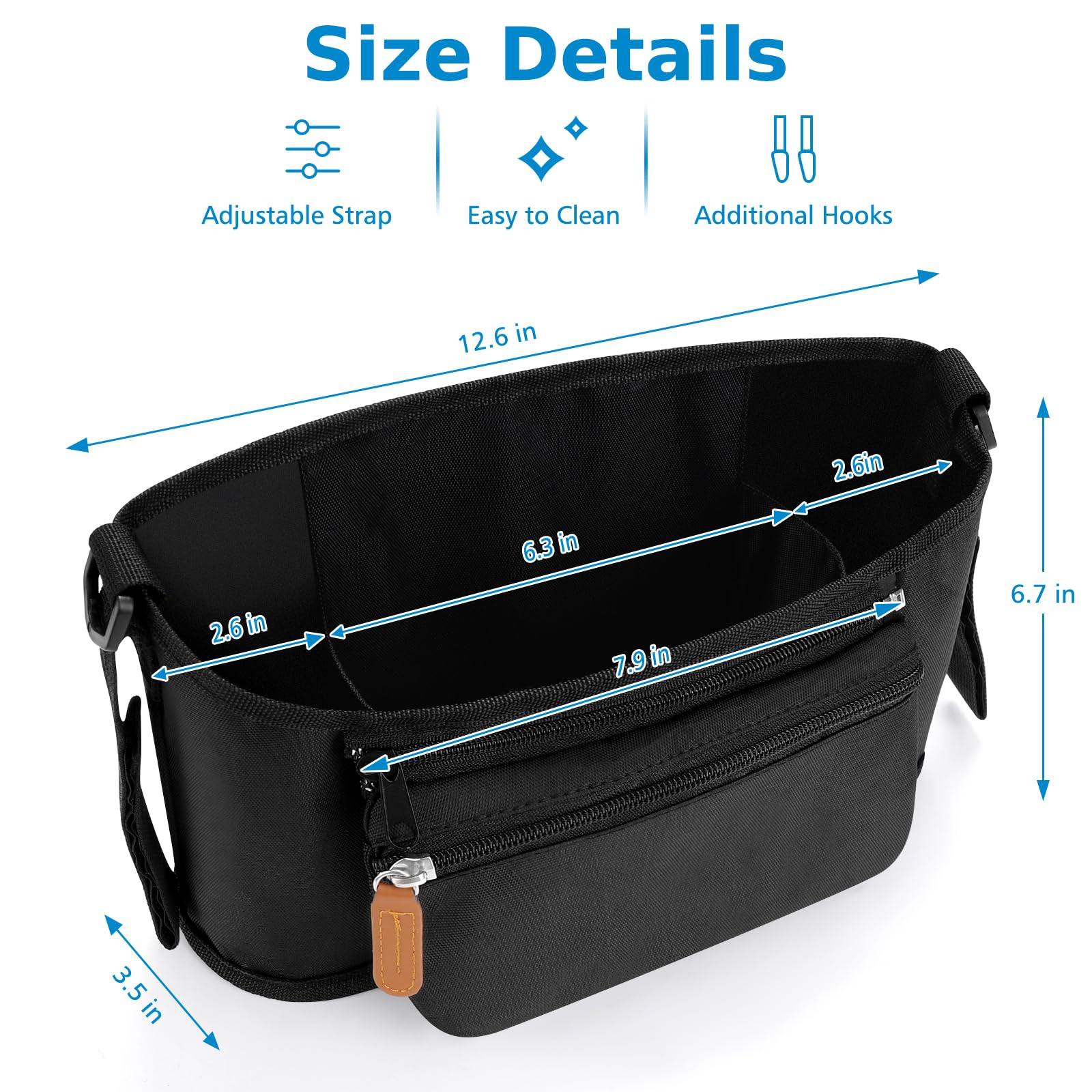 Accmor Universal Stroller Organizer with Detachable Phone Pouch - Stroller Caddy Organizer for Uppababy, Baby Jogger, Nuna, Doona, Britax - Perfect for Diapers, Bottles & Essentials on the Go