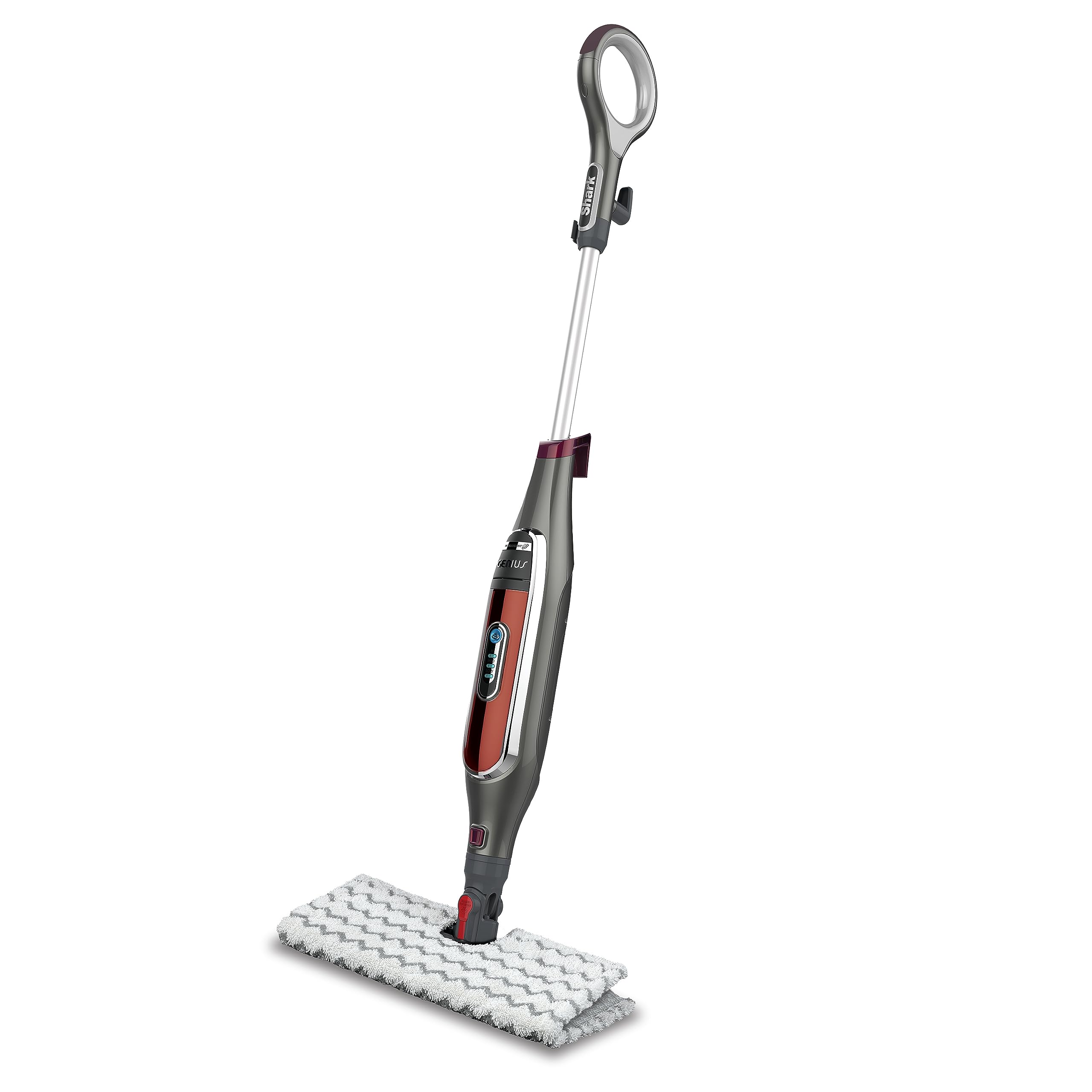 Shark S5003D Genius Hard Floor Steam Mop - 3D Cleaning System, Corded, Burgundy/Gray - Perfect for Tile, Laminate & Hardwood Floors - Quick Drying & Sanitizing for Homes with Pets & Kids