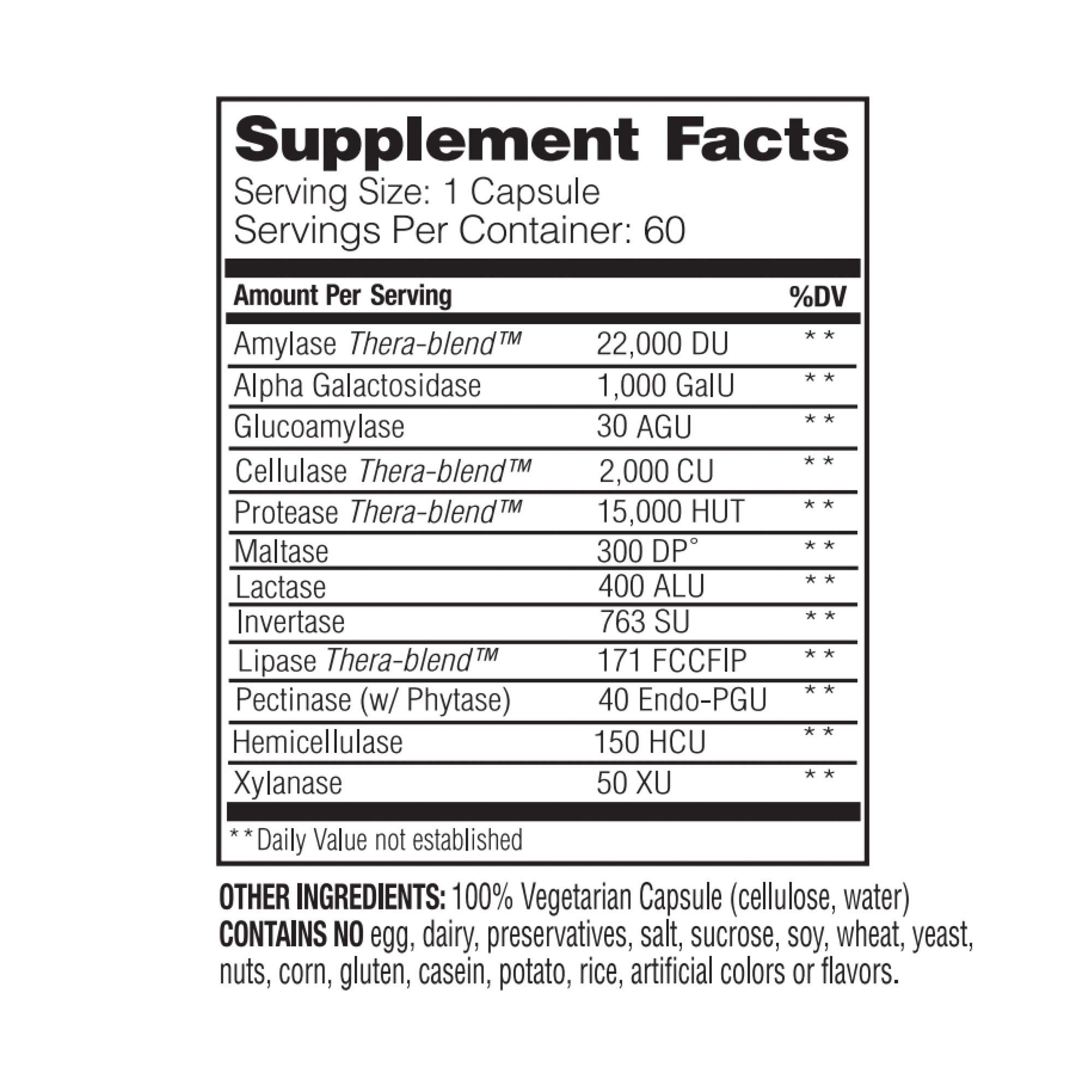 Enzymedica VeggieGest Digestive Enzymes - 60 Capsules for Better Digestion of Vegetables & Plant-Based Foods | Supports Gut Health & Nutrient Absorption