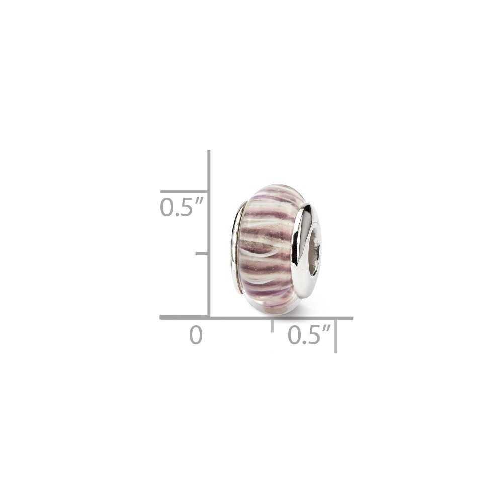 Hand-Blown Glass Beads with Rose Stripes - Sterling Silver Jewelry Making Supplies for Necklaces, Bracelets & DIY Crafts