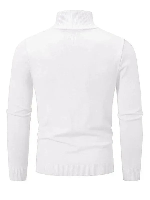 Men's Zipper Turtleneck Pullover Sweater - Warm Winter Knitwear for Casual Outfits & Office Wear