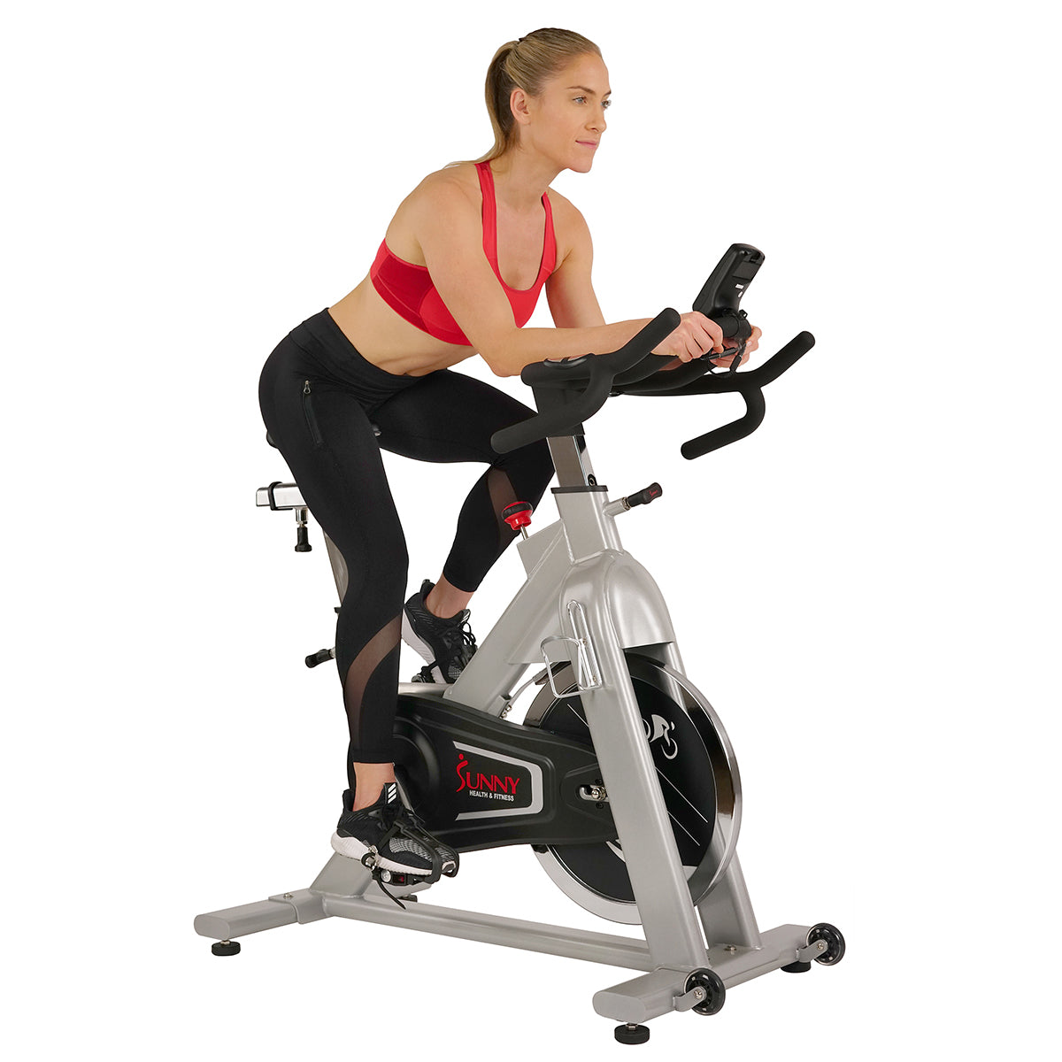 Premium Belt Drive Exercise Bike with LCD Monitor & Cadence Sensor - Quiet Indoor Cycling Bike for Home Gym, Cardio Workout & Fitness Training