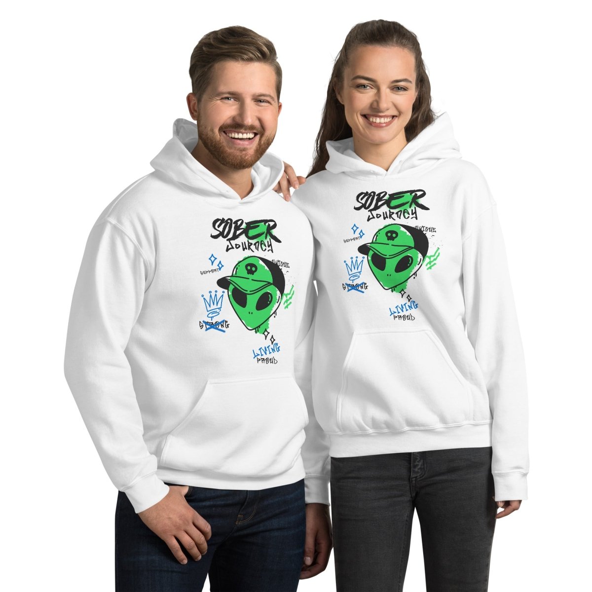Alien Sober Journey Unisex Hoodie - Intergalactic Recovery Series | Space-Themed Comfort Wear for Addiction Recovery & Casual Streetwear
