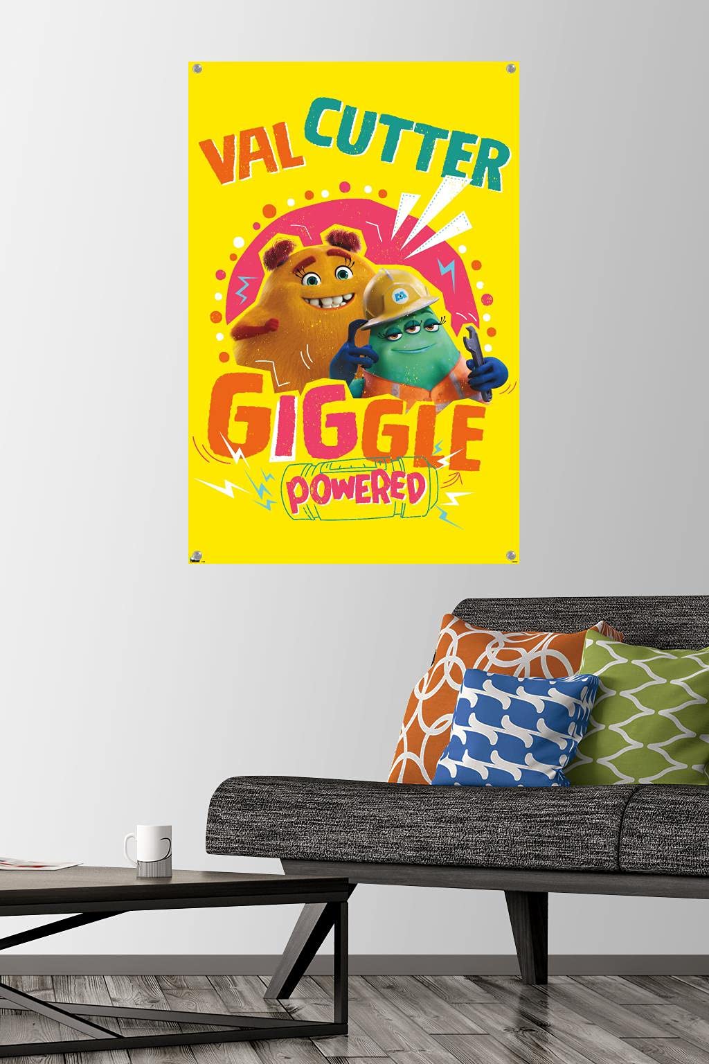 Disney Monsters at Work Giggle Wall Poster with Pushpins - Fun Kids Room Decor for Playrooms & Bedrooms