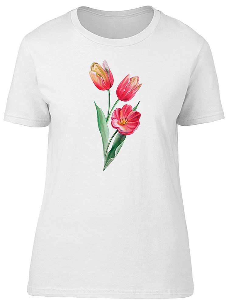 Watercolor Red Tulips T-Shirt for Men - Soft Cotton Casual Tee for Spring Outfits & Art Lovers