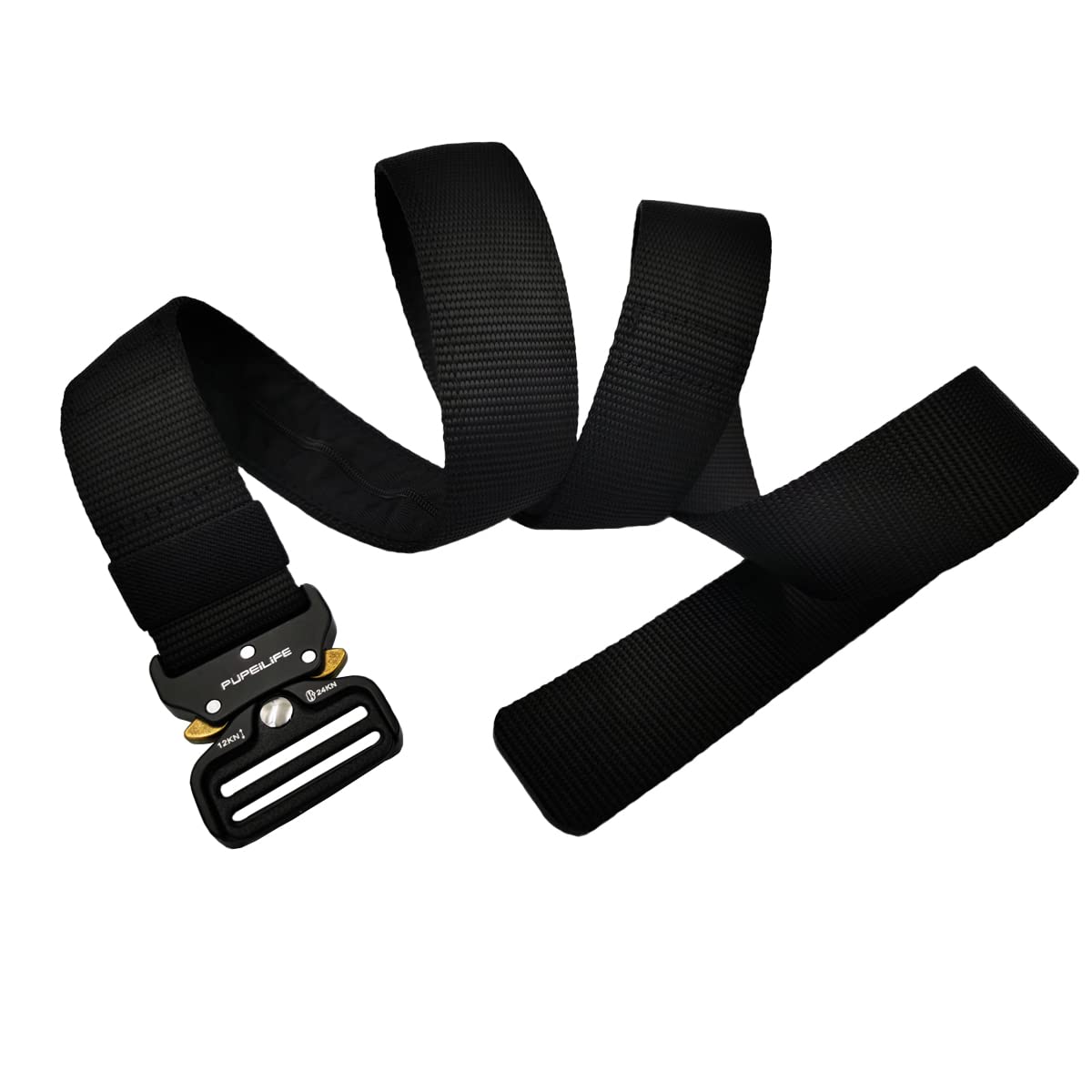 Tactical Nylon Belt with Hidden Zipper Pocket - 115cm Adjustable Waistband for Men & Women Under 38 Inches (Black) - Perfect for Travel, Hiking & Everyday Security