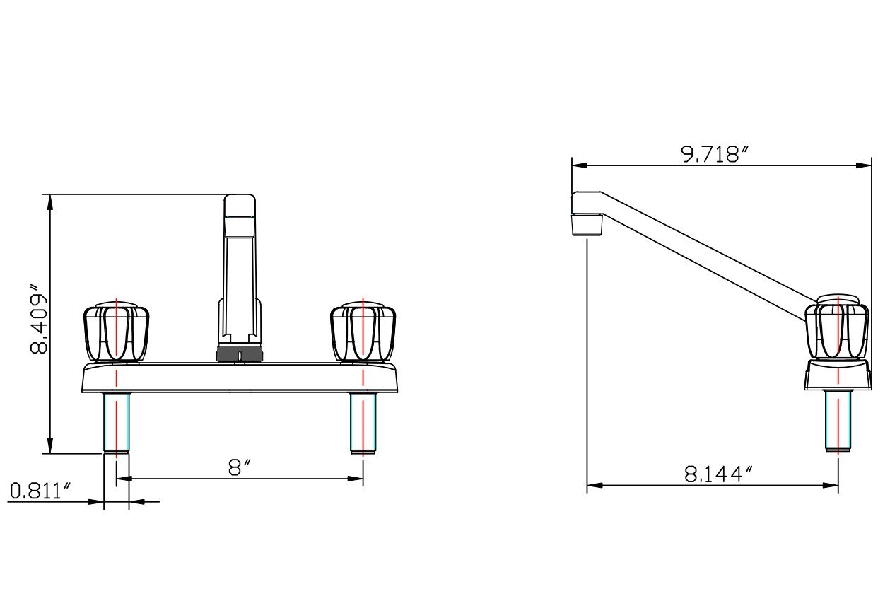 DF-PK600S-SN RV Kitchen Faucet with Smoked Acrylic Knobs in Brushed Satin Nickel - Durable RV & Camper Sink Faucet for Mobile Homes, Trailers, and Tiny Houses