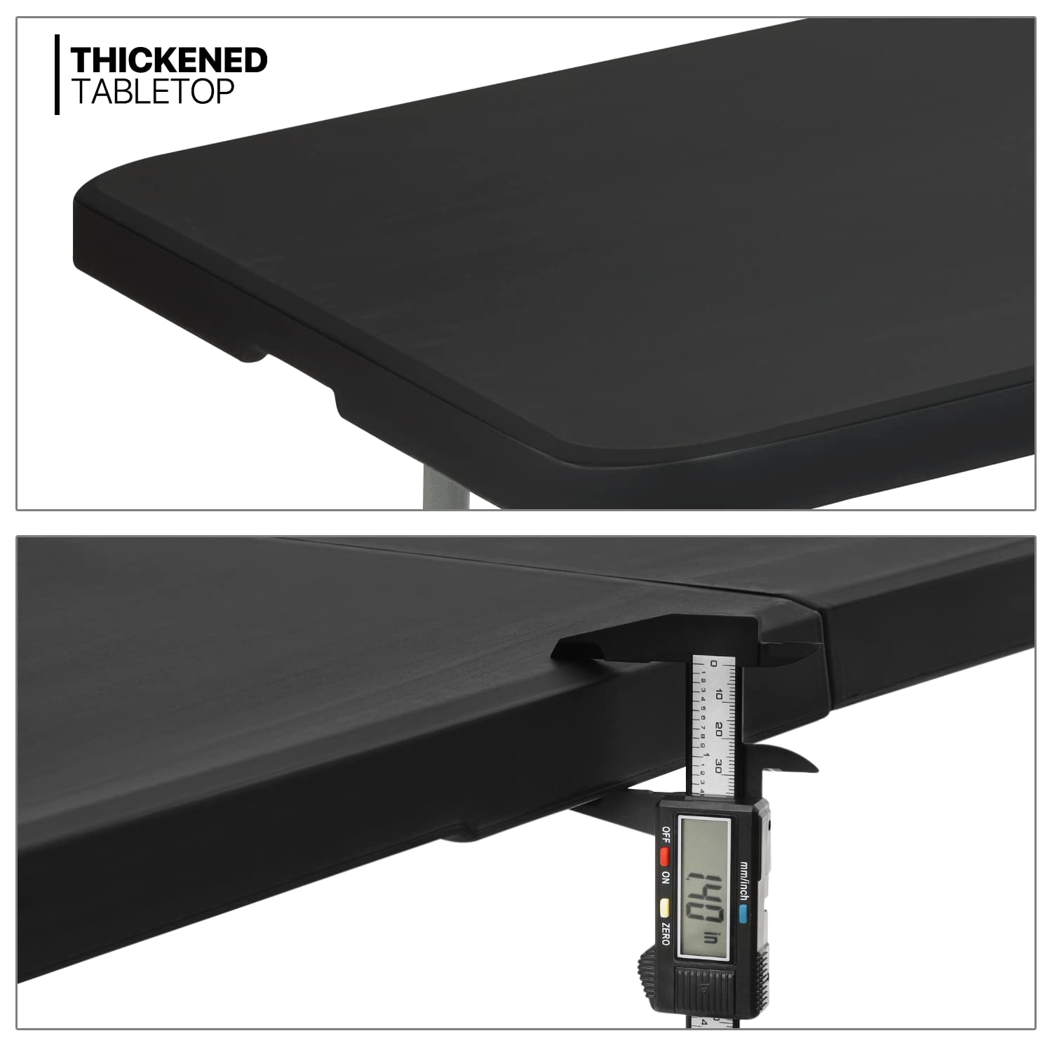 MoNiBloom 8Ft Folding Heavy Duty Utility Table - Indoor Outdoor Portable Plastic Table with Steel Legs & Handle for Wedding, Event, Picnic, Camping, BBQ - Black (Perfect for Parties, Tailgating & Home Use)