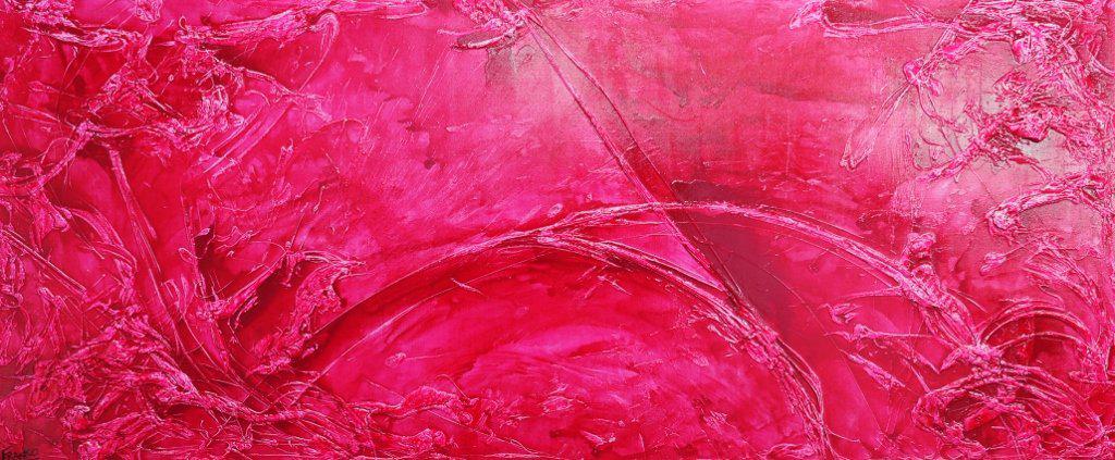 Magenta Bomb 240cm x 100cm Pure Infused Ink Pink Abstract Canvas Art - Modern Wall Decor for Living Room, Bedroom & Office