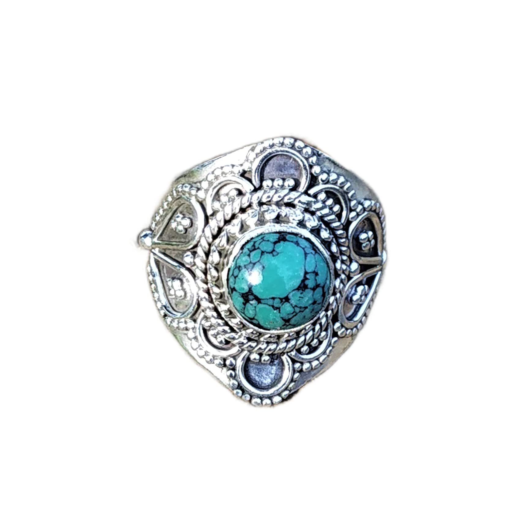 Blue Turquoise Sterling Silver Ring – Boho Chic Statement Jewelry for Women | Vintage Style Promise Ring, Bridal Gift for Her – Perfect for Weddings, Engagements & Special Occasions