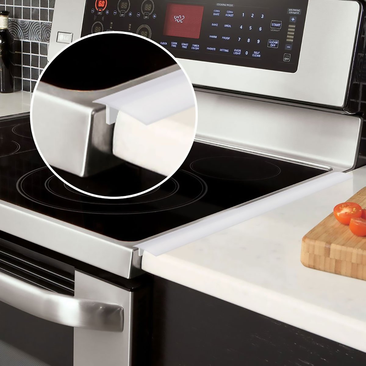 CHICTRY White Heat Resistant Silicone Stove Gap Cover - 4 Pack | Spill Guard for Kitchen Counter, Stovetop, Oven, Washer & Dryer | Perfect for Preventing Food Debris & Liquid Spills in Modern Kitchens