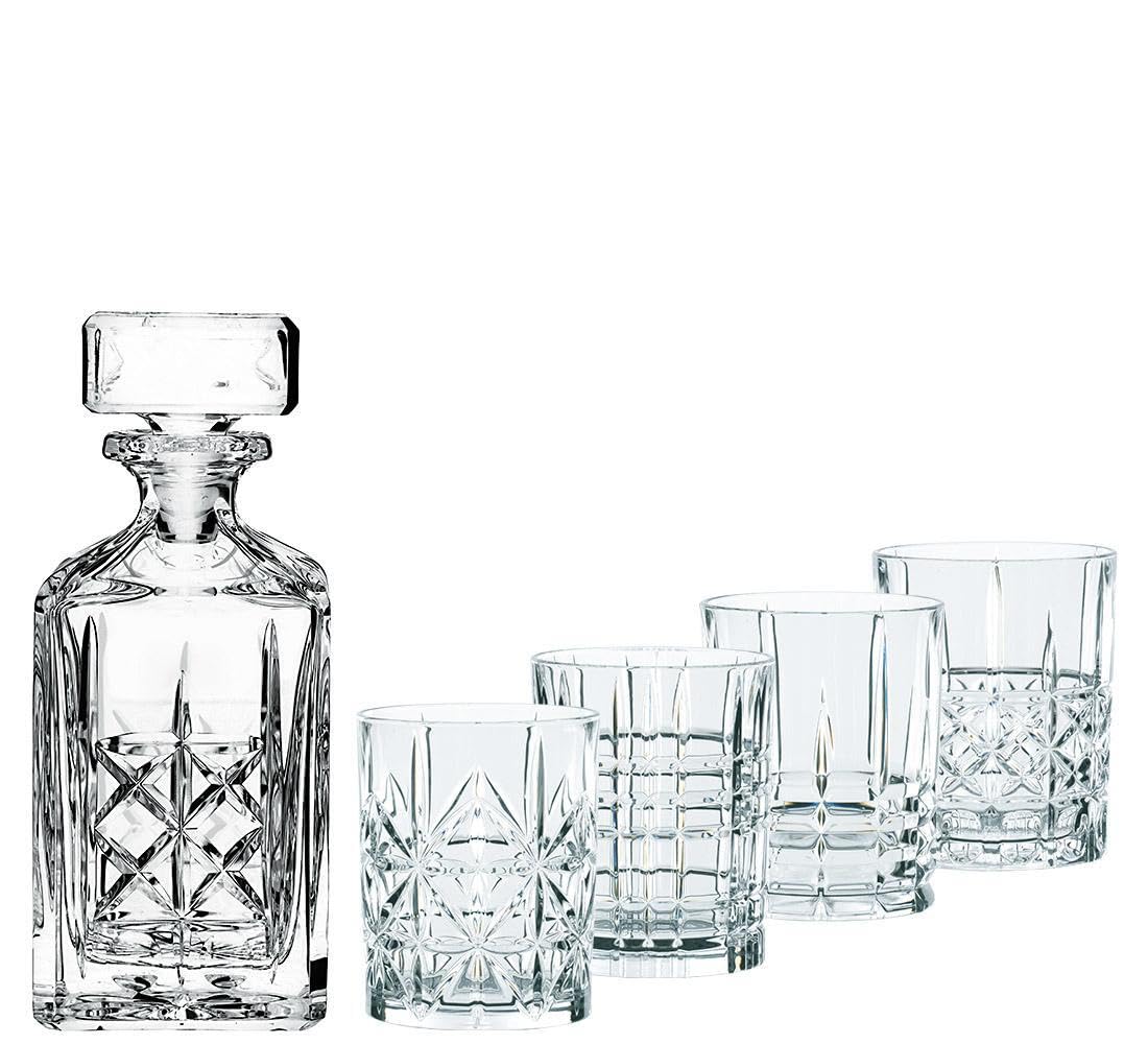 Nachtmann Highland Whisky Glass Set - 5-Piece Crystal Whiskey Tumbler Gift Set for Scotch, Bourbon & Whiskey Lovers - Perfect for Home Bars, Gifting & Entertaining