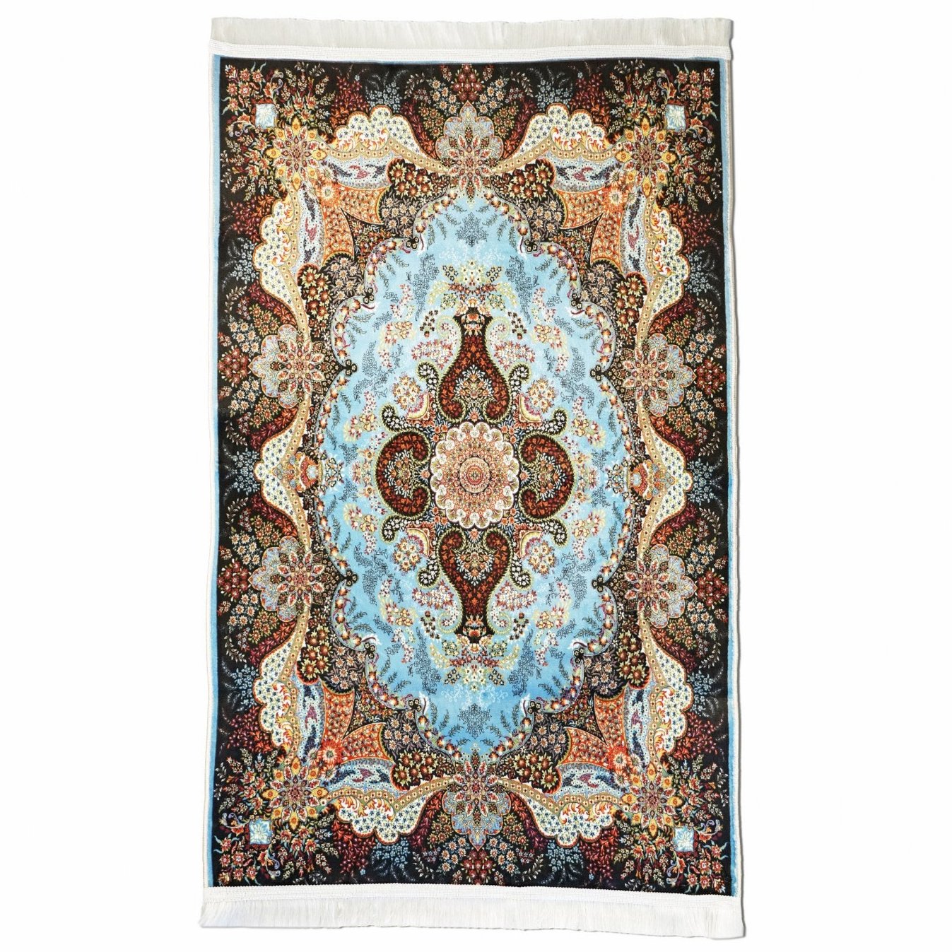 Premium Islamic Prayer Rug - Blue & Beige Floral Motifs Janamaz for Home, Mosque & Travel - Soft & Durable Muslim Prayer Mat for Daily Salah