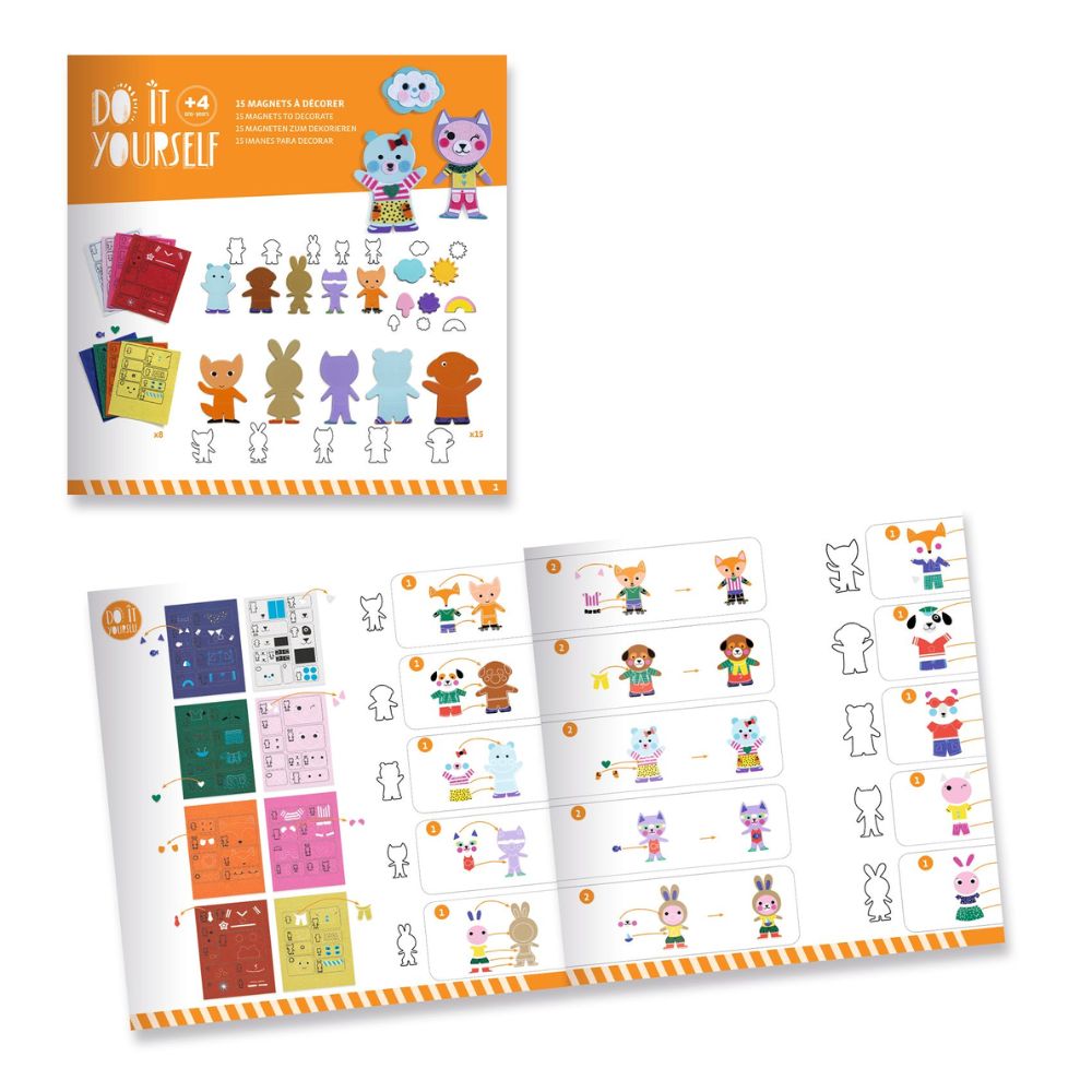 DIY Funky Family Magnetic Decor Kit - 15 Decorative Magnets for Fridge, Locker & Home Organization - Creative Craft for Kids & Adults