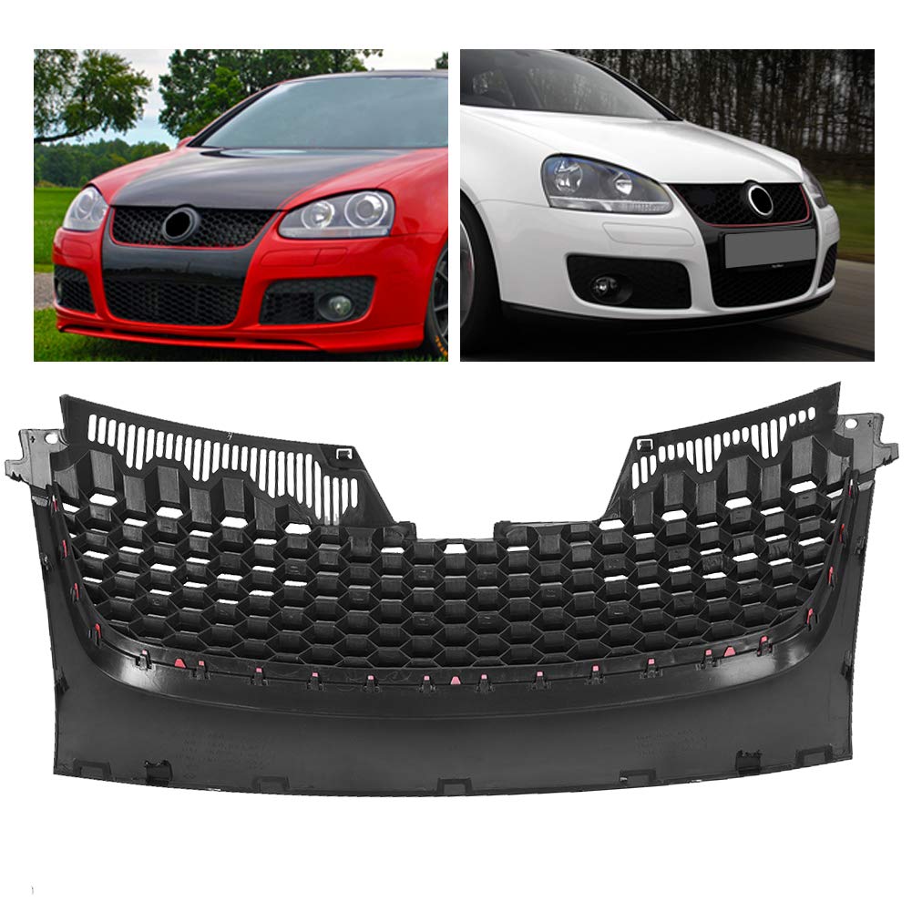 KIMISS Car Bumper Lower Grill Kit for Volkswagen Golf GTI MK5 & Jetta 5 (2006-2009) - 1PC Bumper Grill + 2PC Fog Light Grills + 1PC Lower Grill - Perfect for Car Upgrades & Replacement Parts
