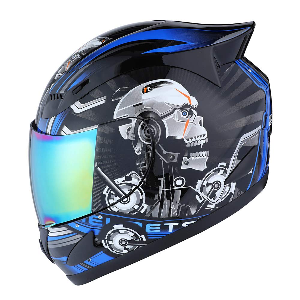 1Storm HJDJ11 Full Face Motorcycle Helmet - DOT Certified Mechanic Skull Design for Men & Women - Ideal for Street Biking, Cruiser Riding & Motorcycle Safety Gear