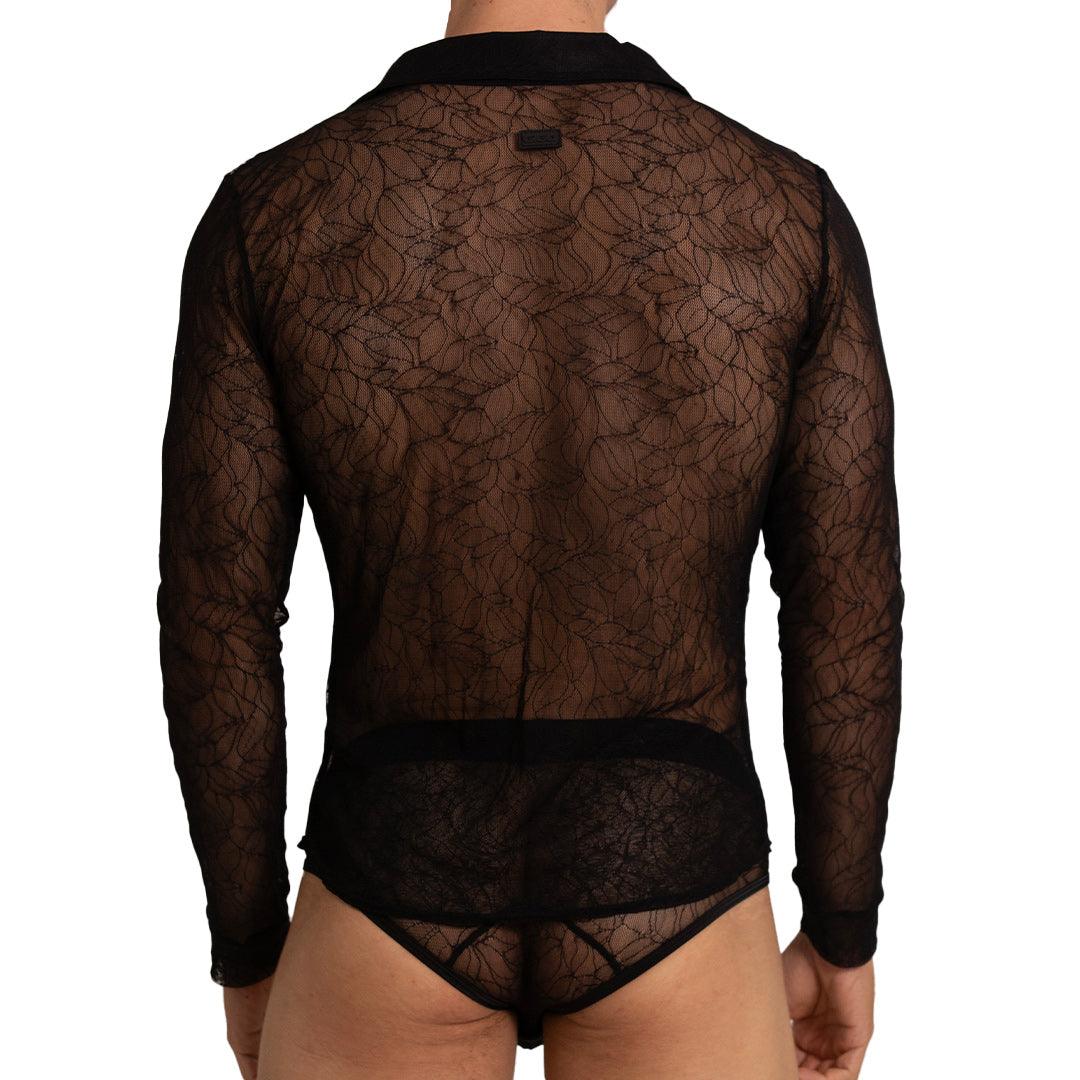 Gigo Amazonia Sheer Mesh Shirt for Women - Black Lace See-Through Top for Night Out, Party & Date Night