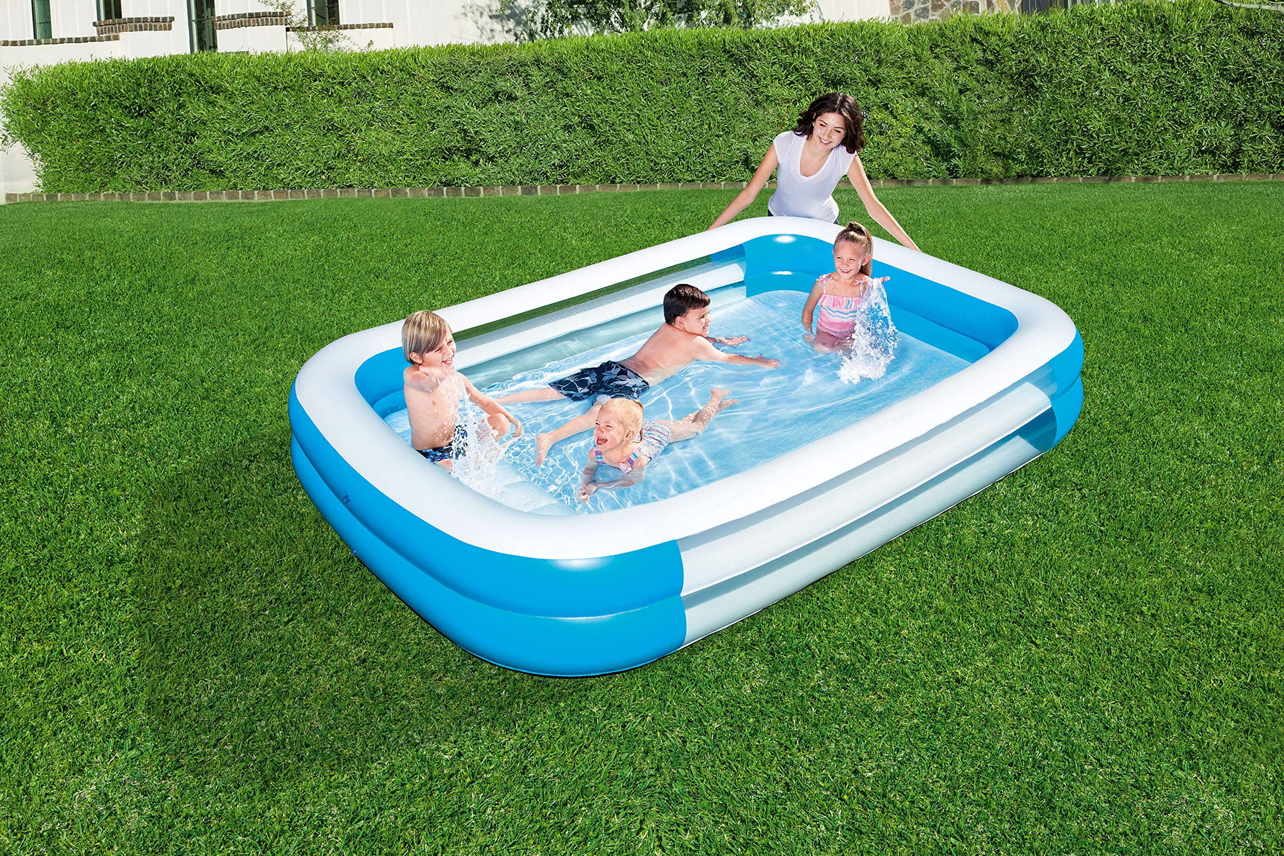 Bestway H2OGO! Inflatable Family Swimming Pool with Clear Windows - Large Outdoor Inflatable Pool for Kids & Adults, Perfect for Backyard, Garden, and Summer Parties