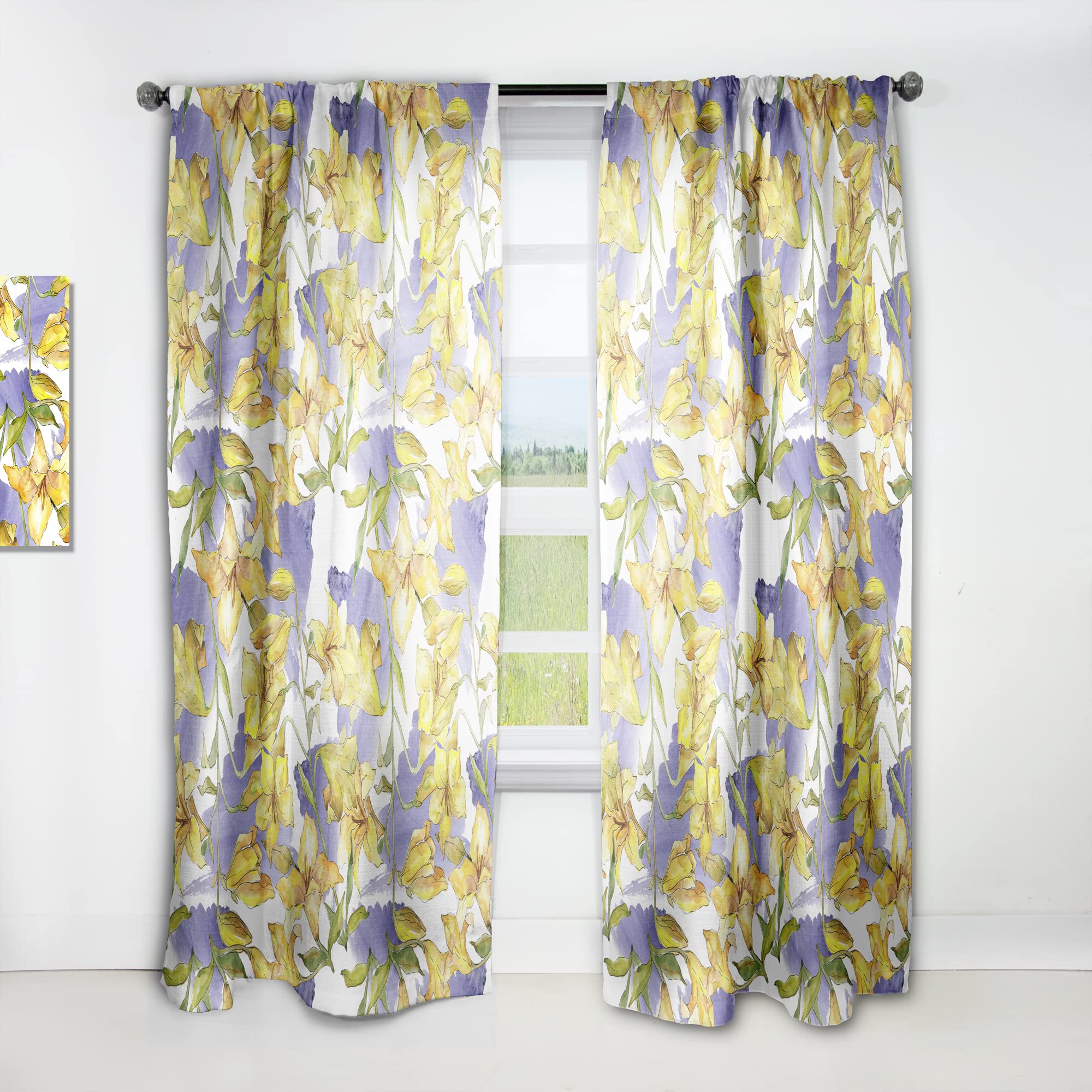DesignQ Retro Hand-Drawn Poppies Blackout Curtains - Thermal Insulated Single Panel 52x120 Inches - Perfect for Bedroom & Living Room Window Treatments
