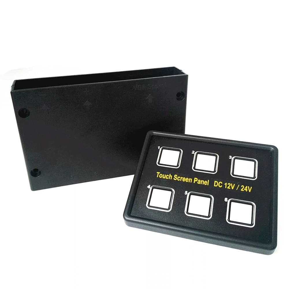 6-Way Switch Capacitive Touch Screen Panel - Waterproof Marine & Automotive Control (Black) - Perfect for Car Dashboard, Boat Console & RV Control Systems
