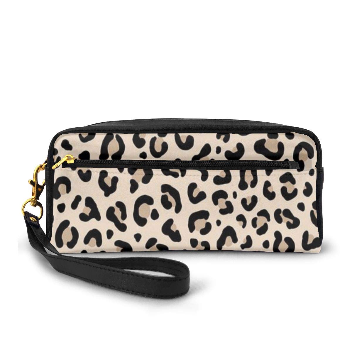 Stylish Black and White Leopard Print Leather Pencil Case - Portable Cosmetic Bag & Makeup Pen Holder for Women and Girls | Perfect for School, Office, Travel, and Everyday Use